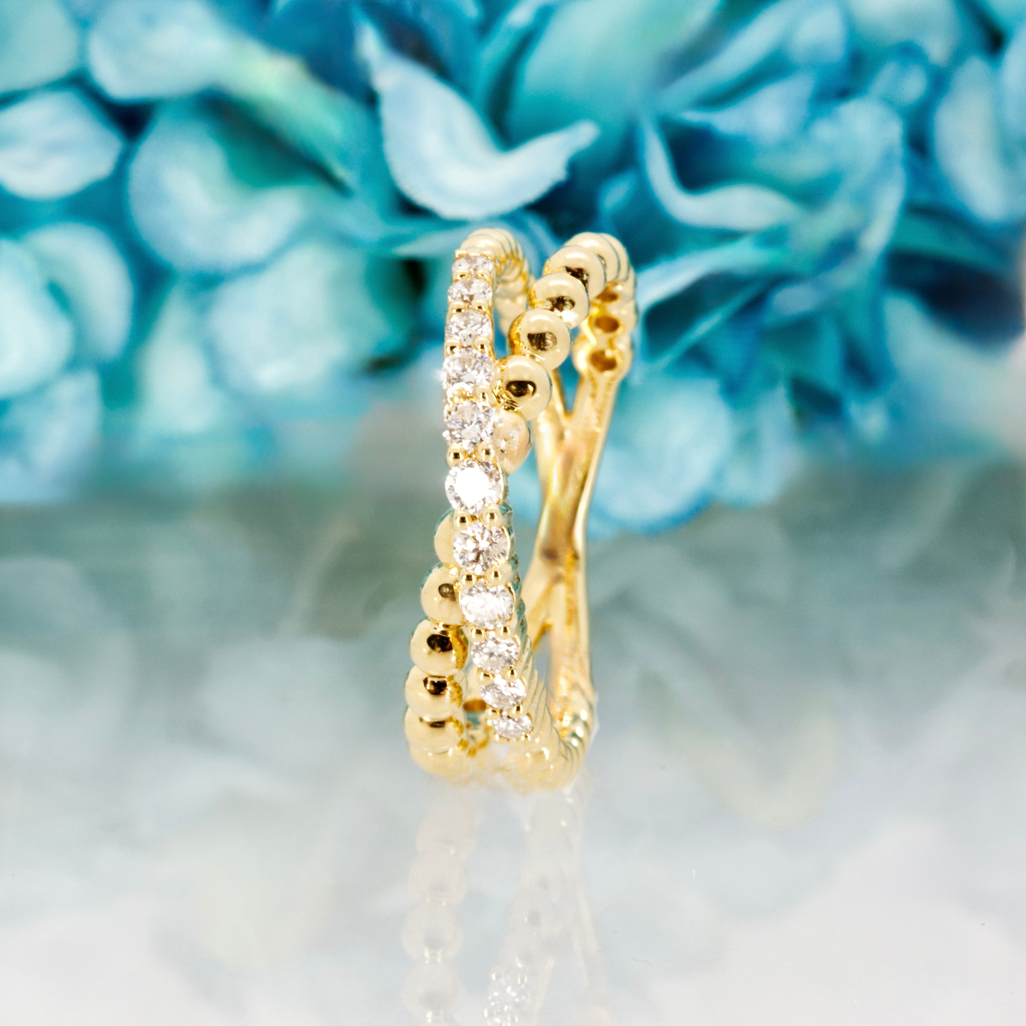 9ct Yellow Gold 0.25ct Round Brilliant Cut Diamond Crossover Eternity Ring