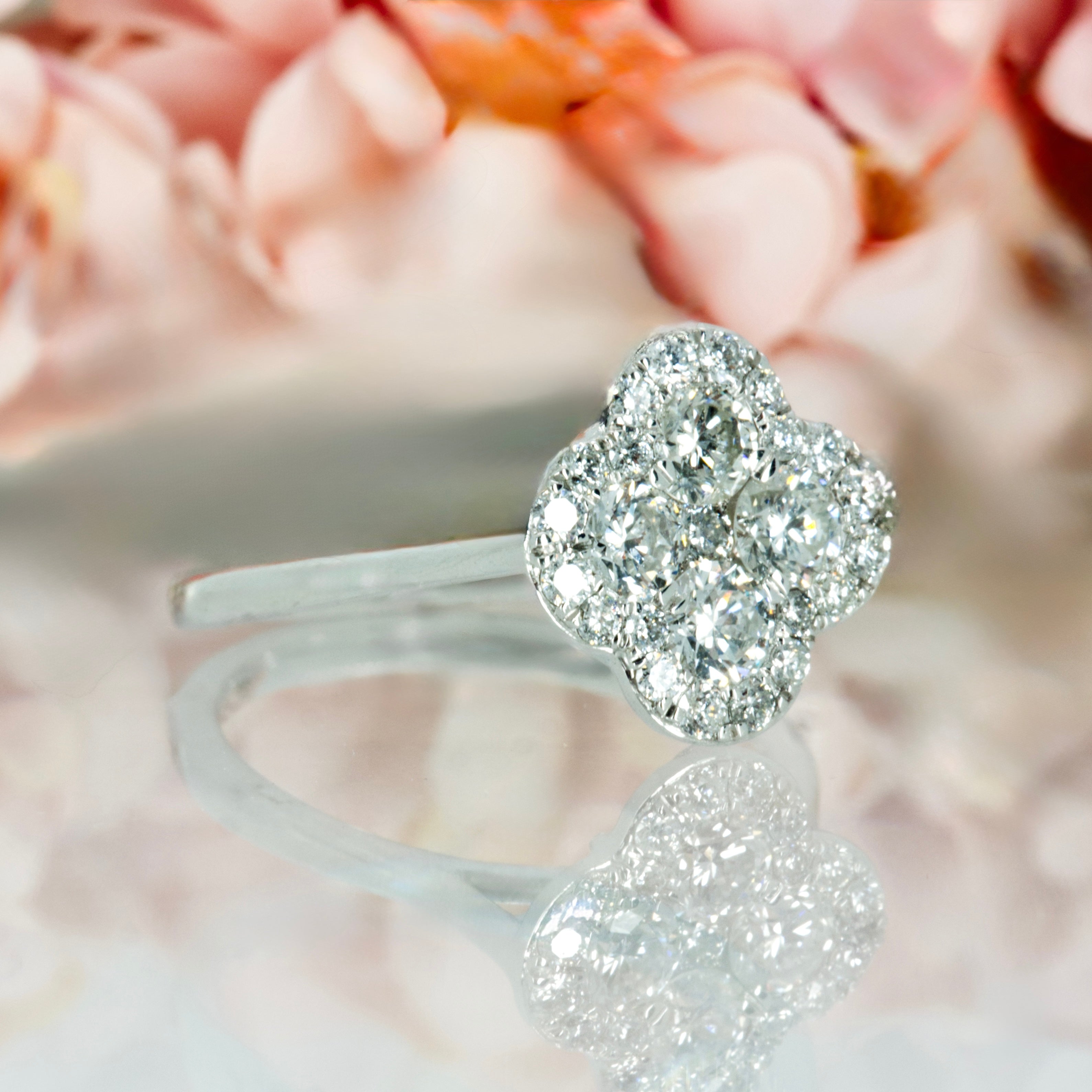 Platinum 1.08ct Round Brilliant Cut Diamond Cluster Ring