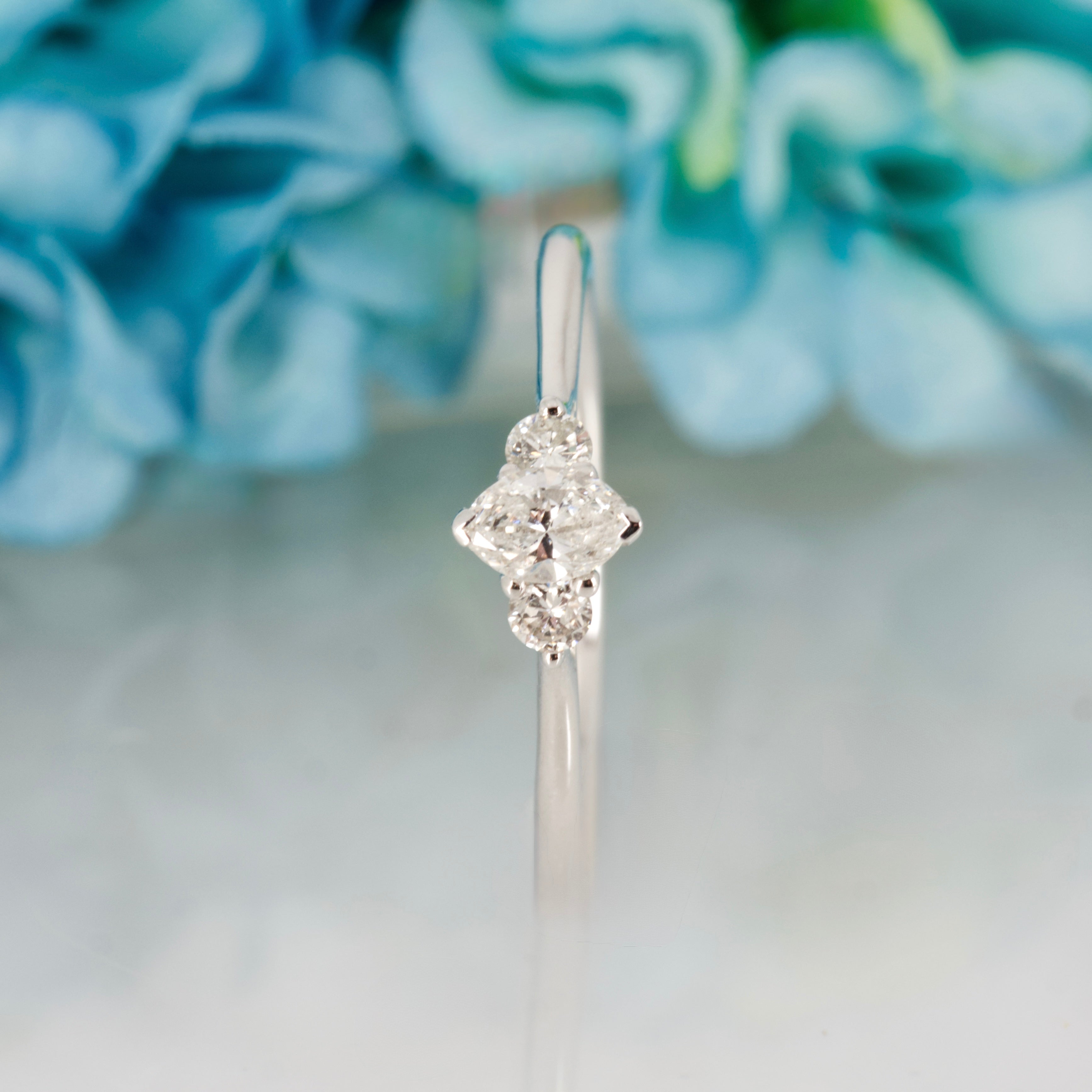 Platinum 0.30ct Marquise & Round Brilliant Brilliant Cut Lab Grown Diamond Trilogy Ring