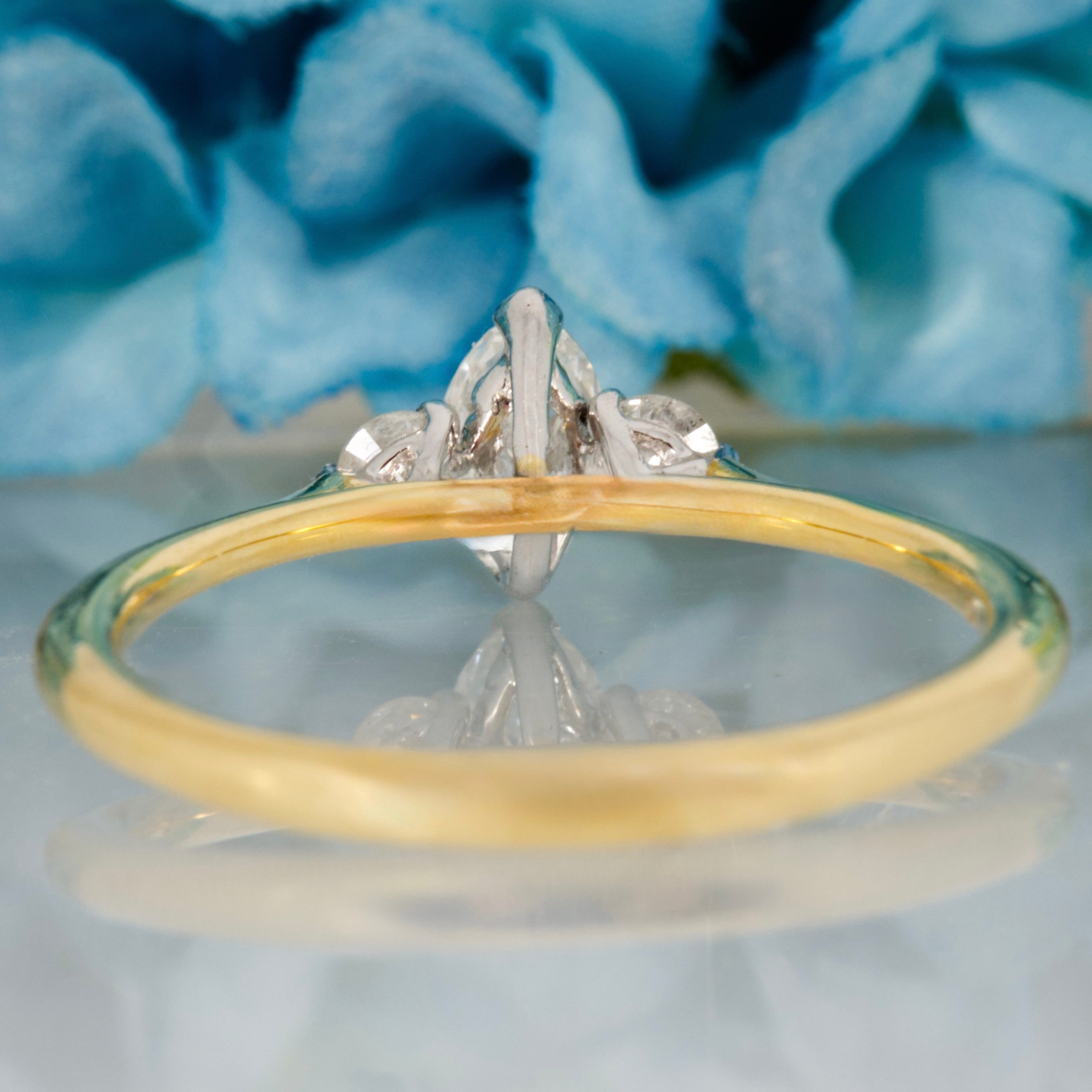 18ct Yellow Gold 0.45ct Marquise & Round Brilliant Cut Lab Grown Diamond Trilogy Ring