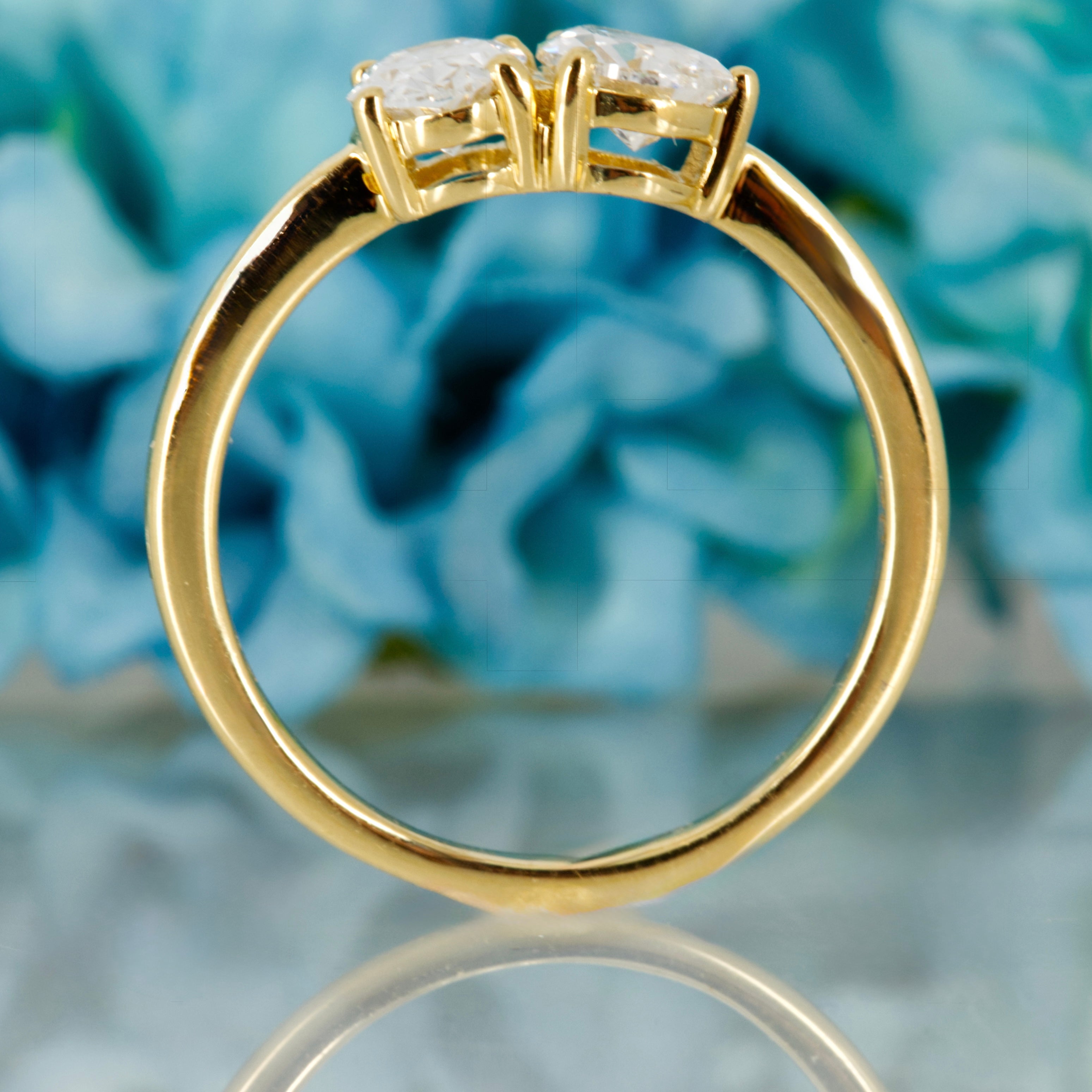 18ct Yellow Gold 1.00ct Oval & Pear Cut Lab Grown Diamond Toi et Moi Ring