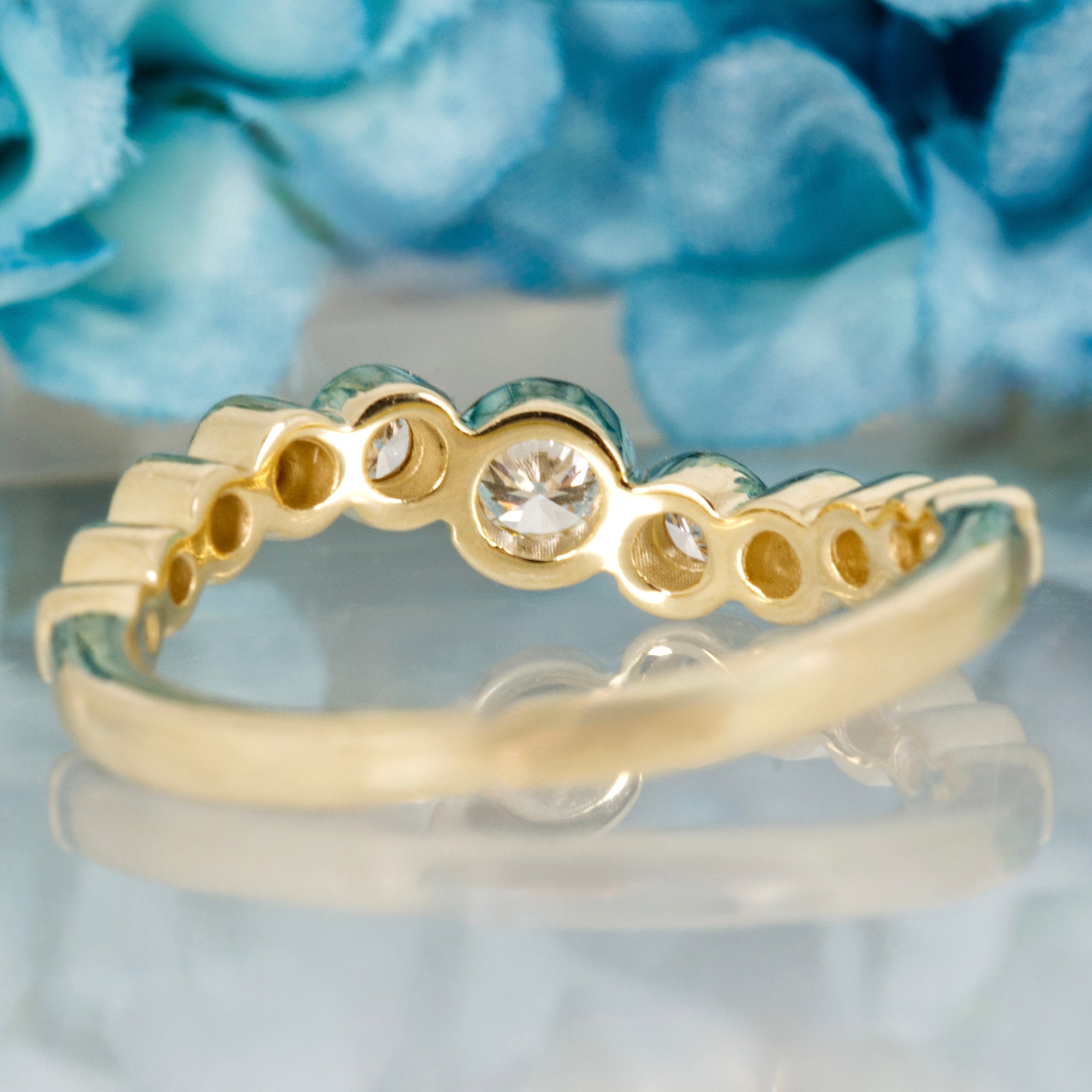 9ct Yellow Gold 0.39ct Round Brilliant Cut Lab Grown Diamond Wavy Half Eternity Ring