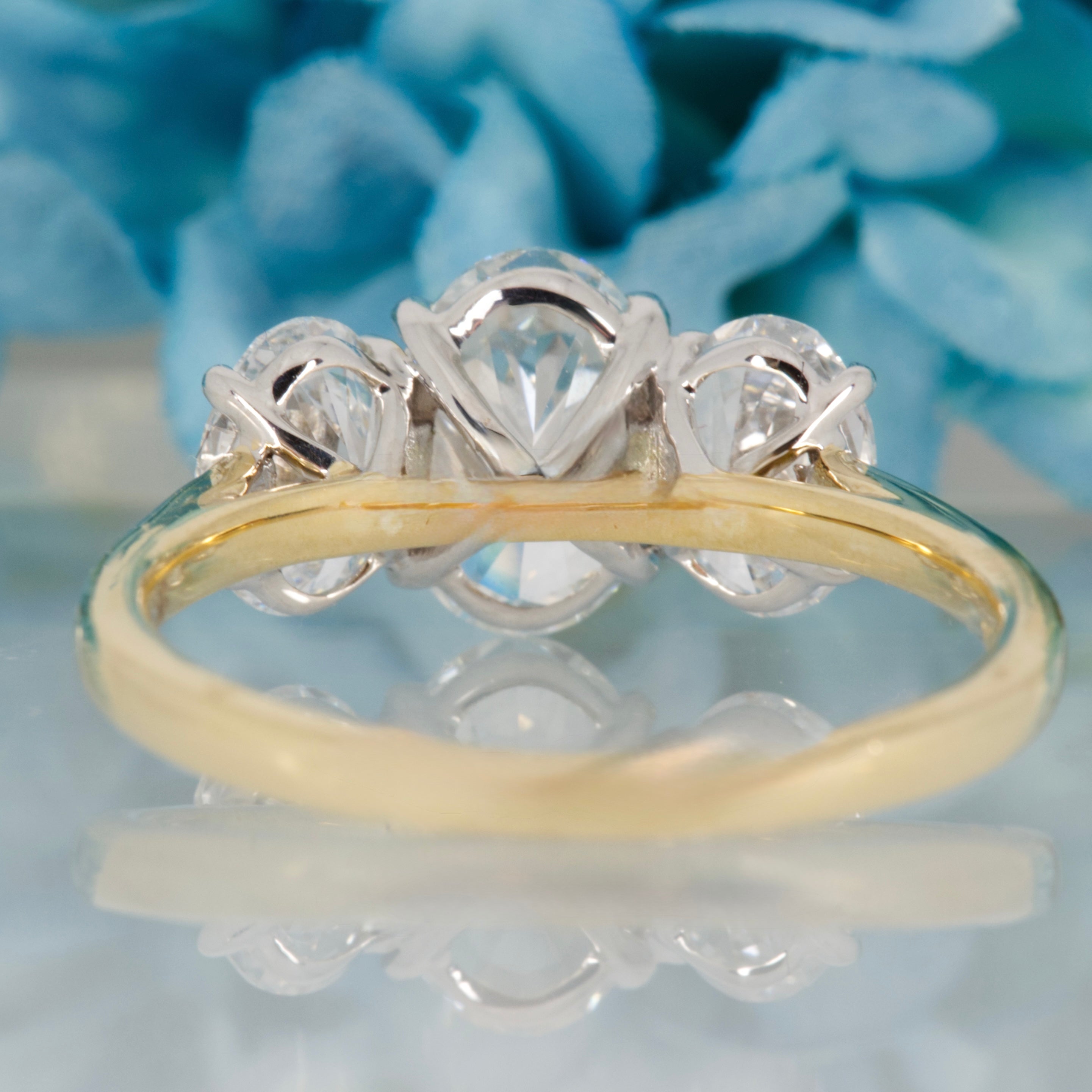 9ct Yellow Gold 3.00ct Oval Cut Lab Grown Diamond Trilogy Ring