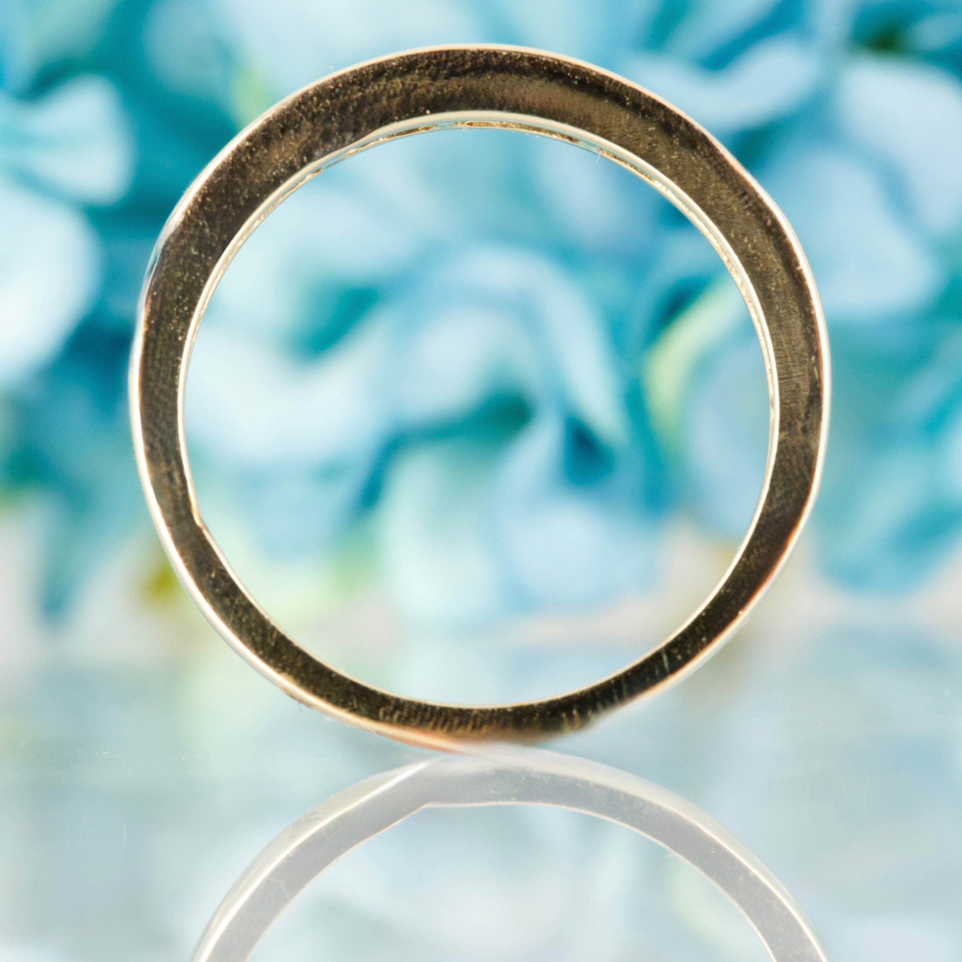 9ct Yellow Gold Round Cut Sapphire & Diamond Channel Set Half Eternity Ring