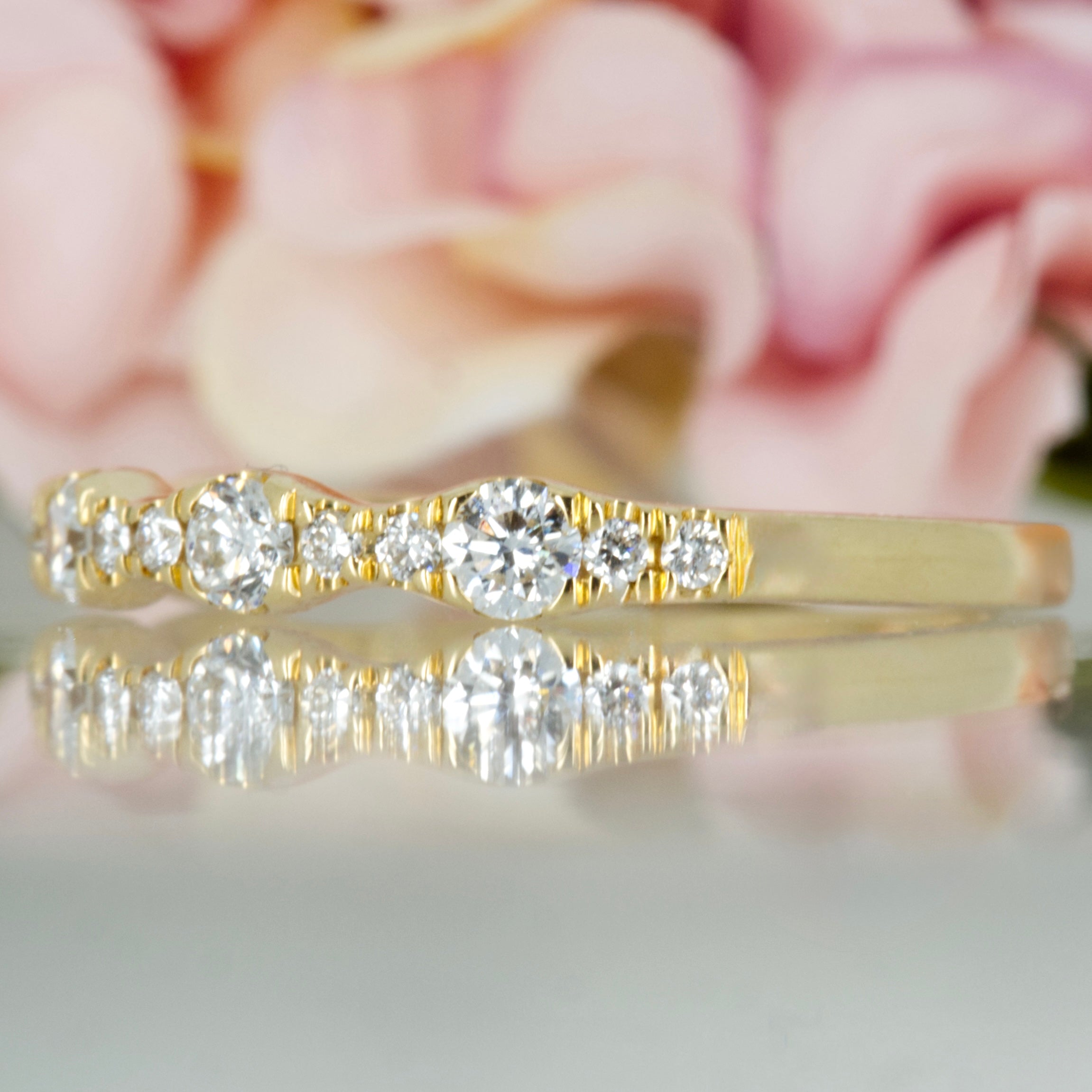 18ct Yellow Gold 0.42ct Round Brilliant Cut Diamond Claw Set Half Eternity Ring