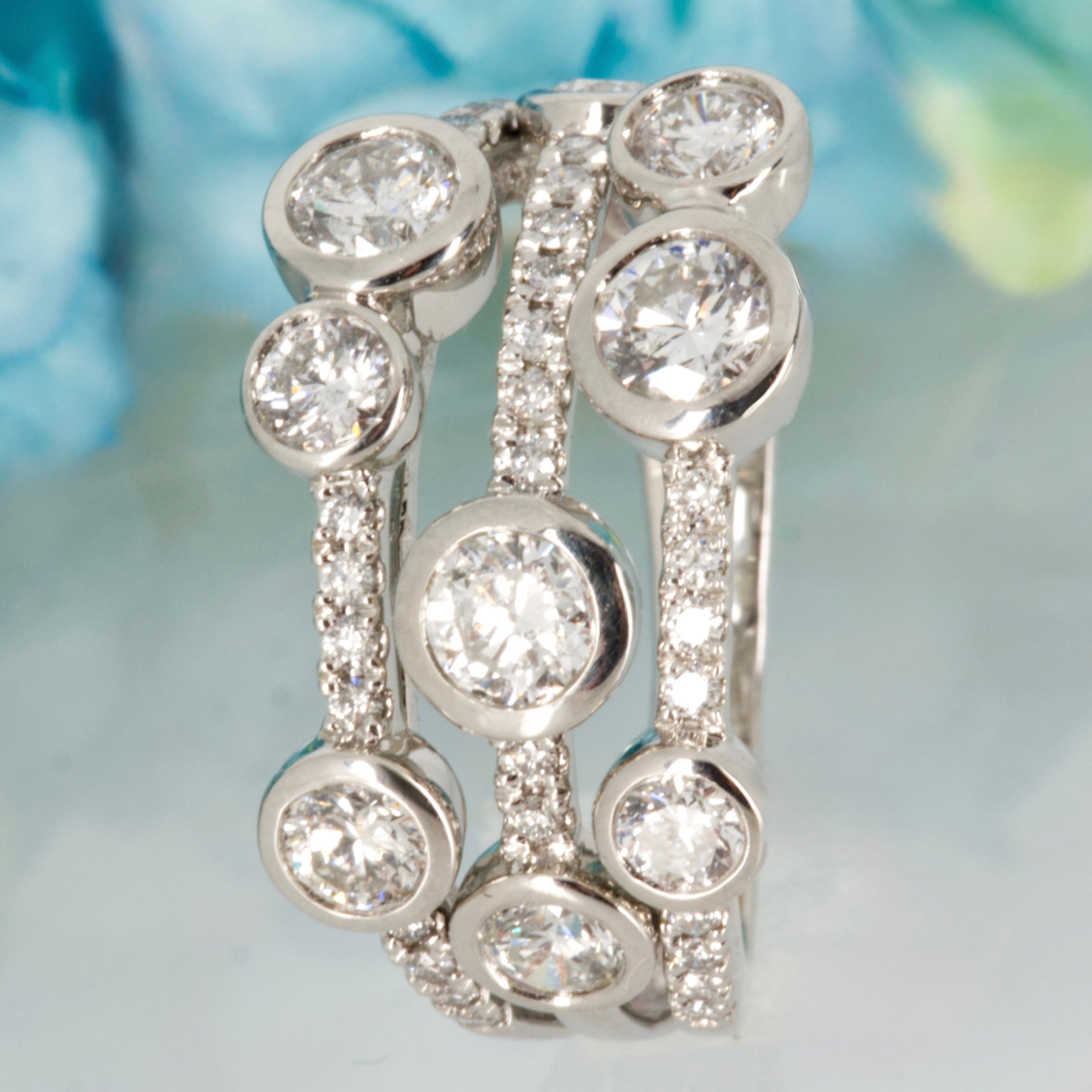 Platinum 1.70ct Round Brilliant Cut Diamond Bubble Ring