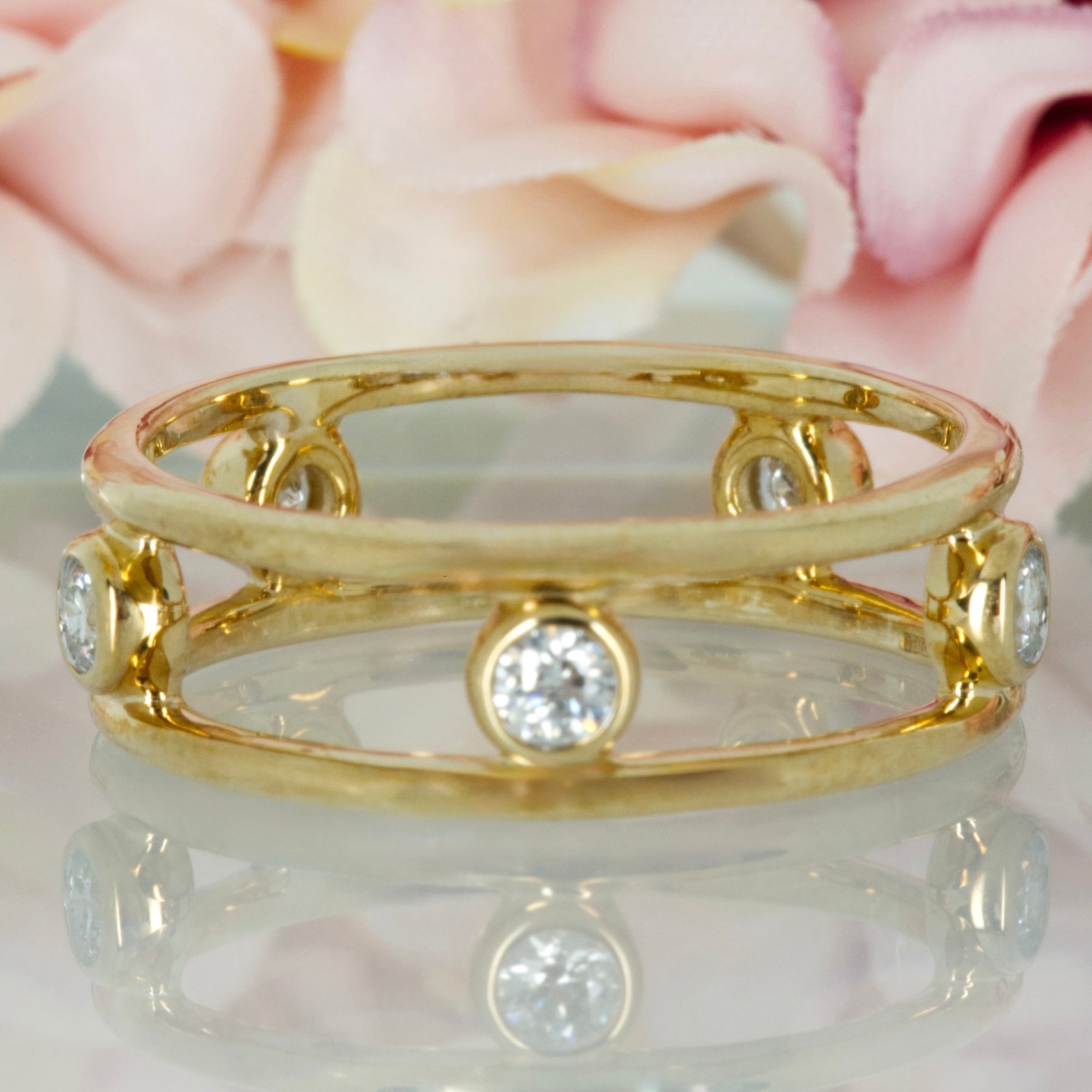 9ct Yellow Gold 0.25ct 5-Round Brilliant Cut Diamond Openwork Ring