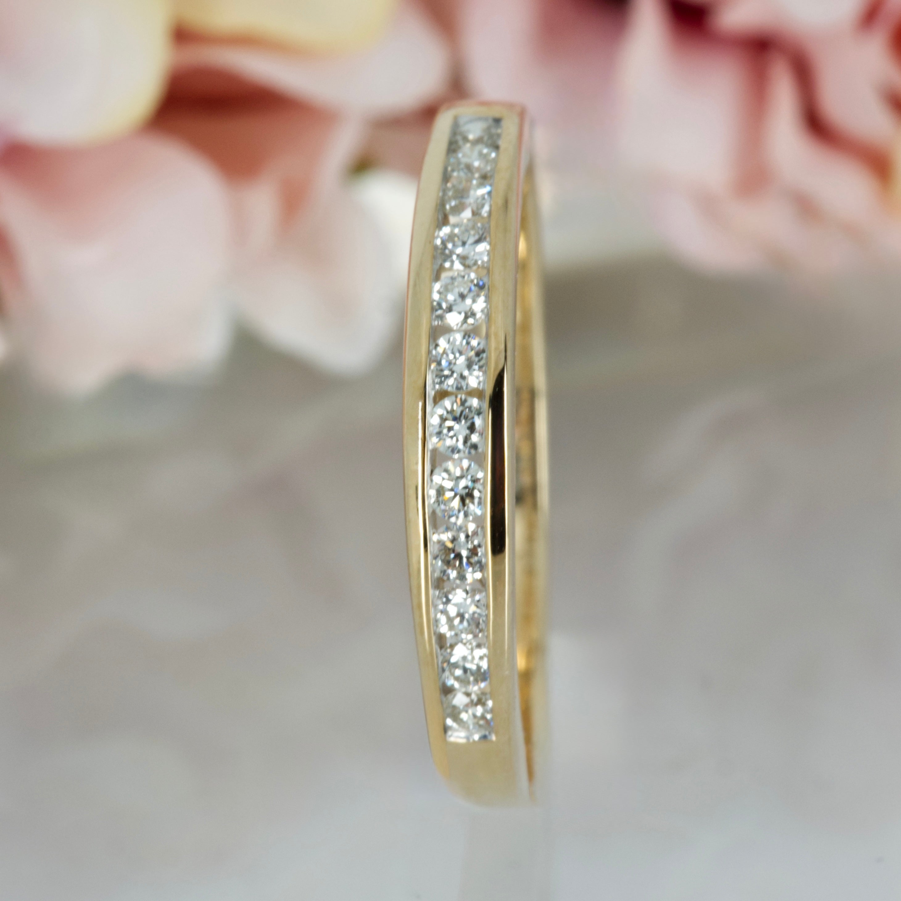 9ct Yellow Gold 0.25ct Round Brilliant Cut Diamond Channel Set Half Eternity Ring