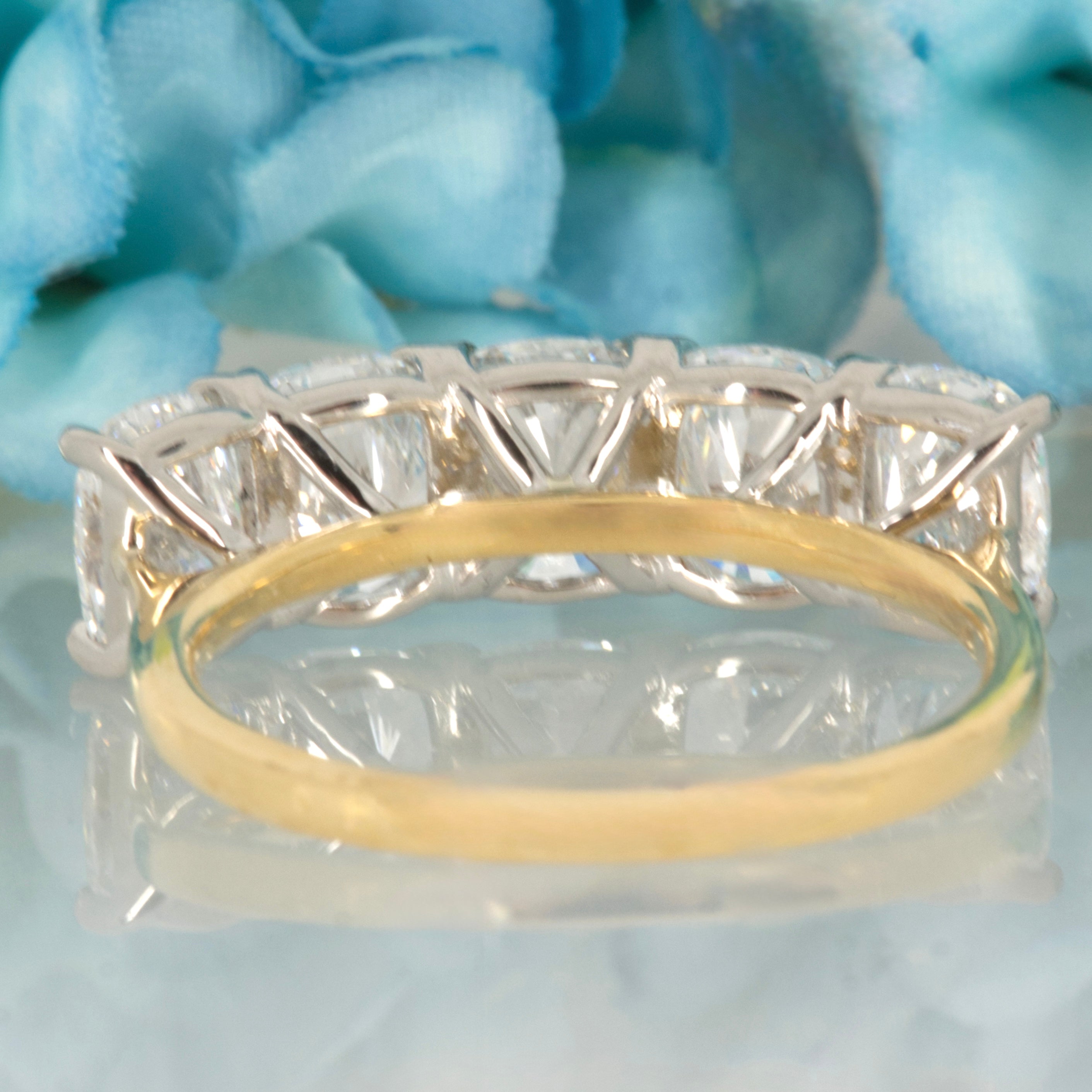 9ct Yellow Gold 3.61ct Cushion Cut Lab Grown Diamond Five Stone Ring
