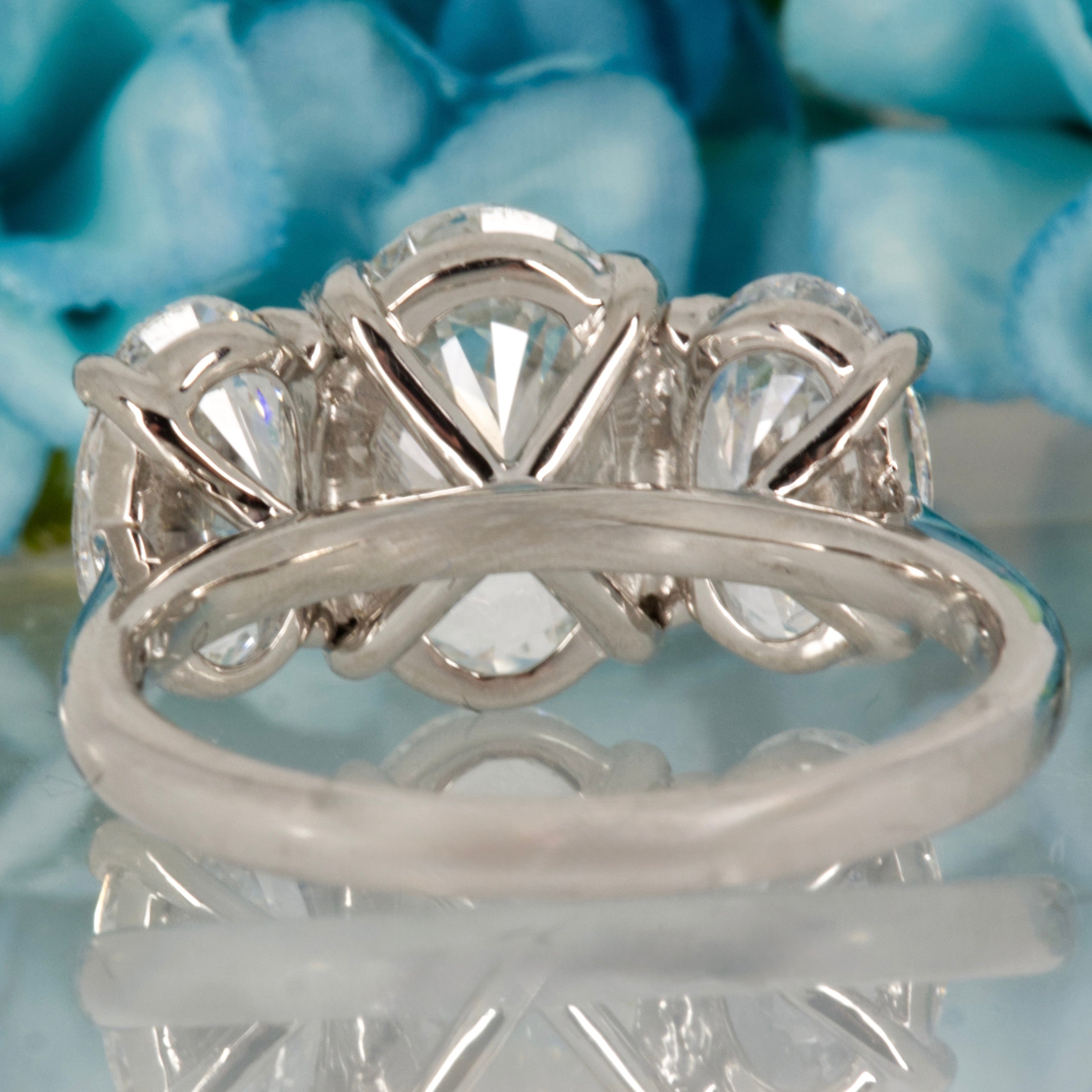 Platinum 5.04ct Oval Cut Lab Grown Diamond Trilogy Ring