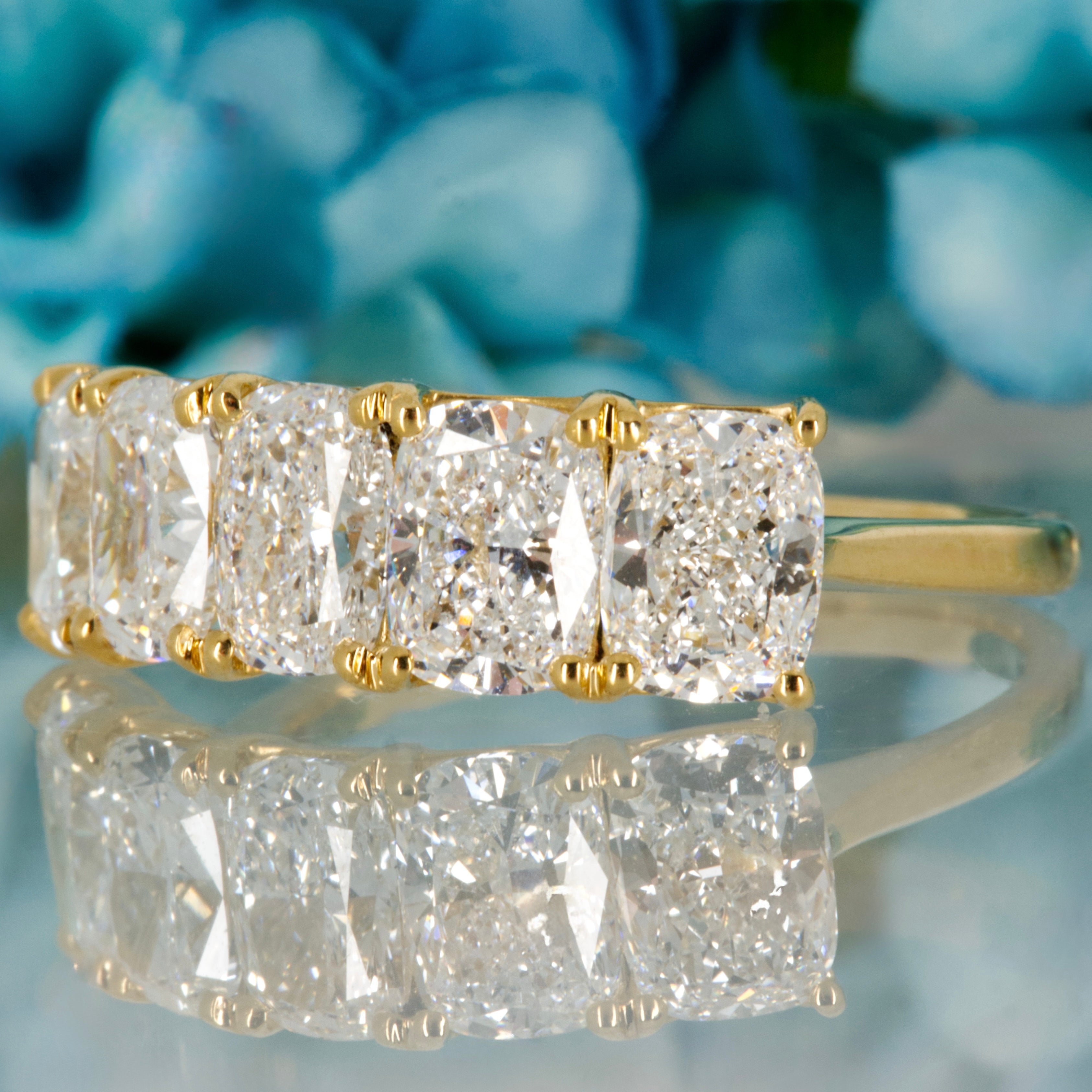 18ct Yellow Gold 3.58ct Radiant Cut Lab Grown Diamond Five Stone Ring