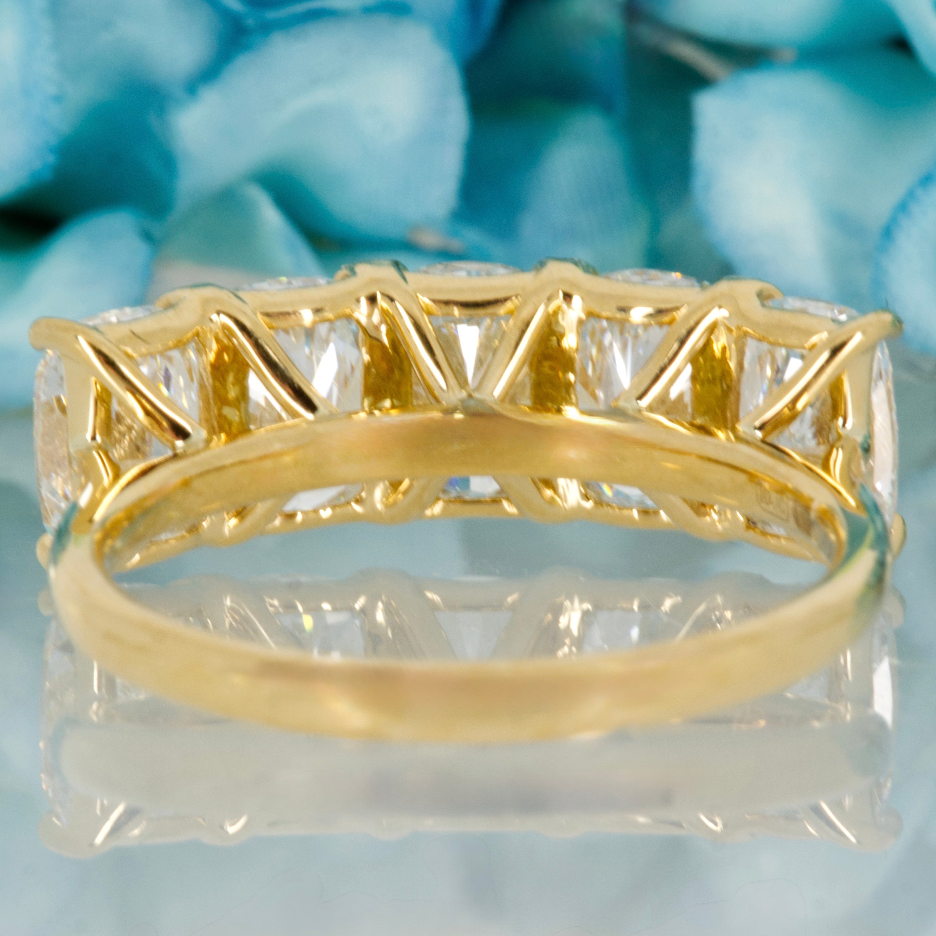 18ct Yellow Gold 3.58ct Radiant Cut Lab Grown Diamond Five Stone Ring