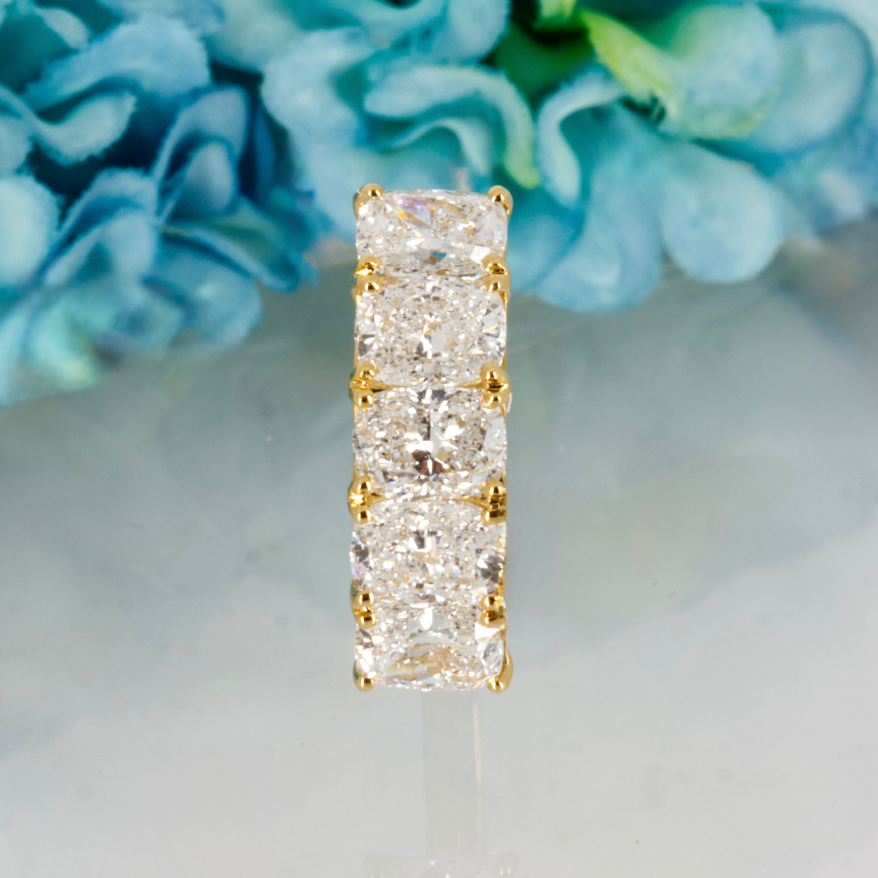 18ct Yellow Gold 3.58ct Radiant Cut Lab Grown Diamond Five Stone Ring