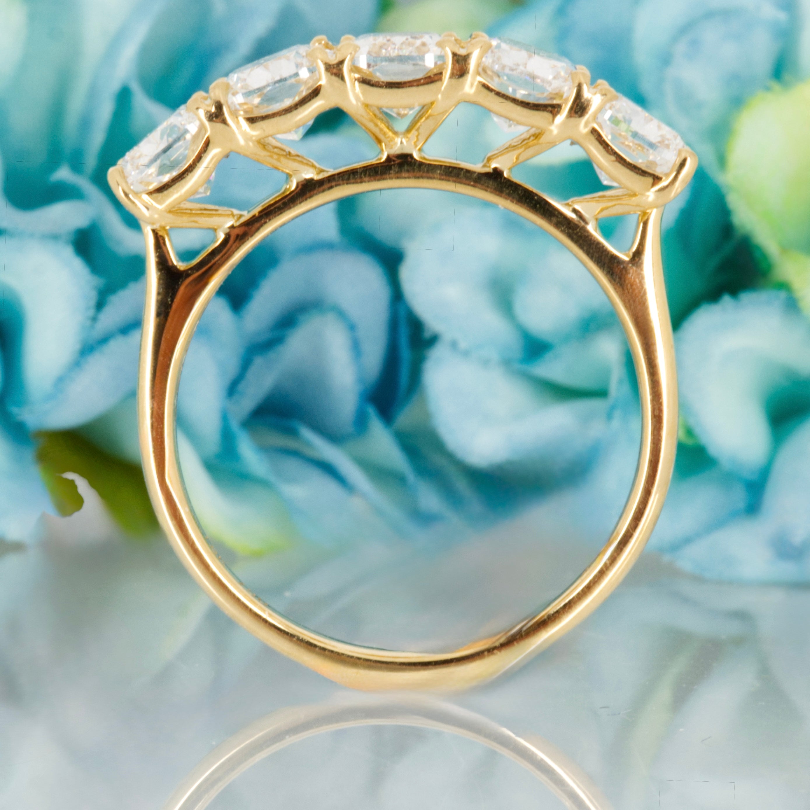 18ct Yellow Gold 3.58ct Radiant Cut Lab Grown Diamond Five Stone Ring