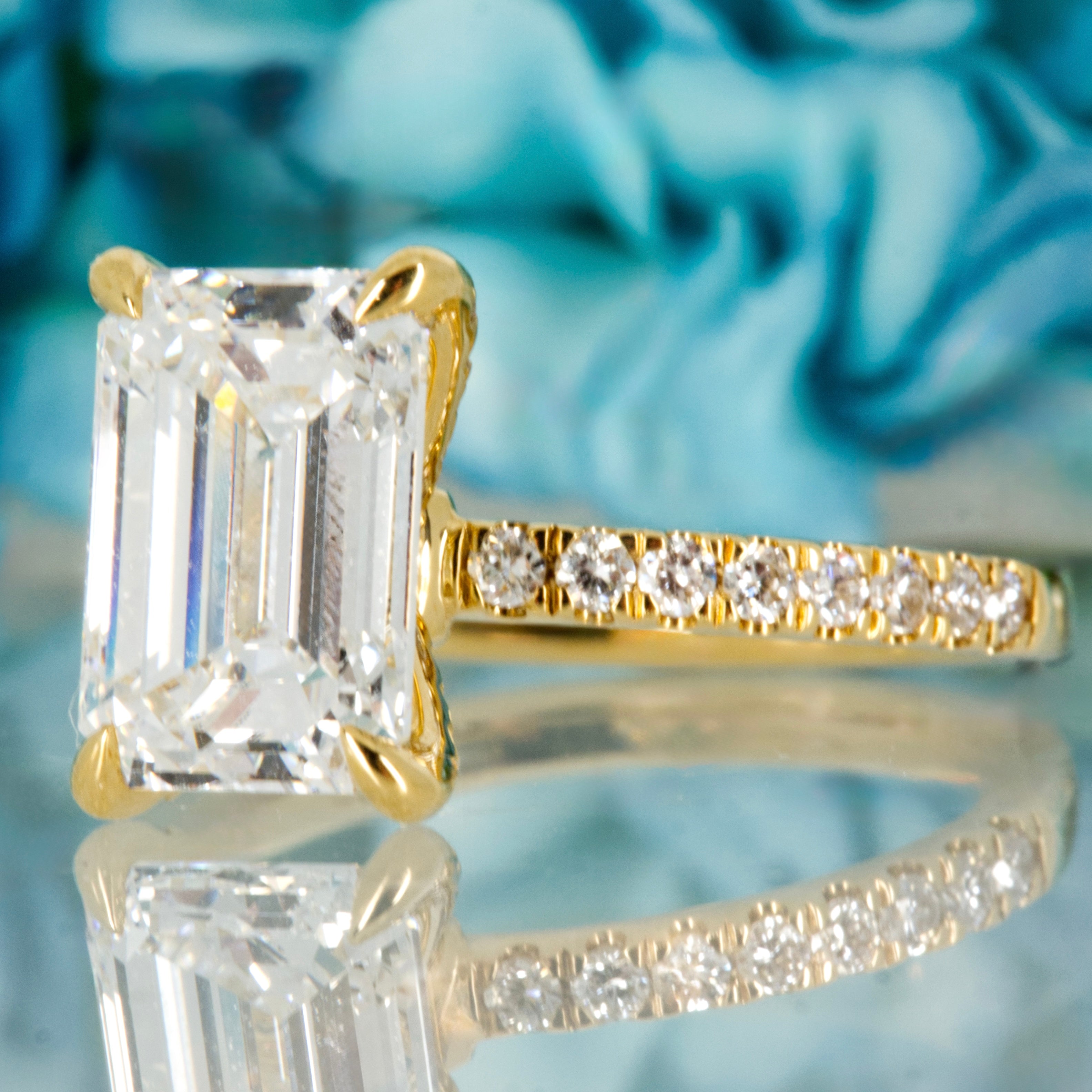 9ct Yellow Gold 3.02ct Emerald Cut Lab Grown Diamond Solitaire Ring