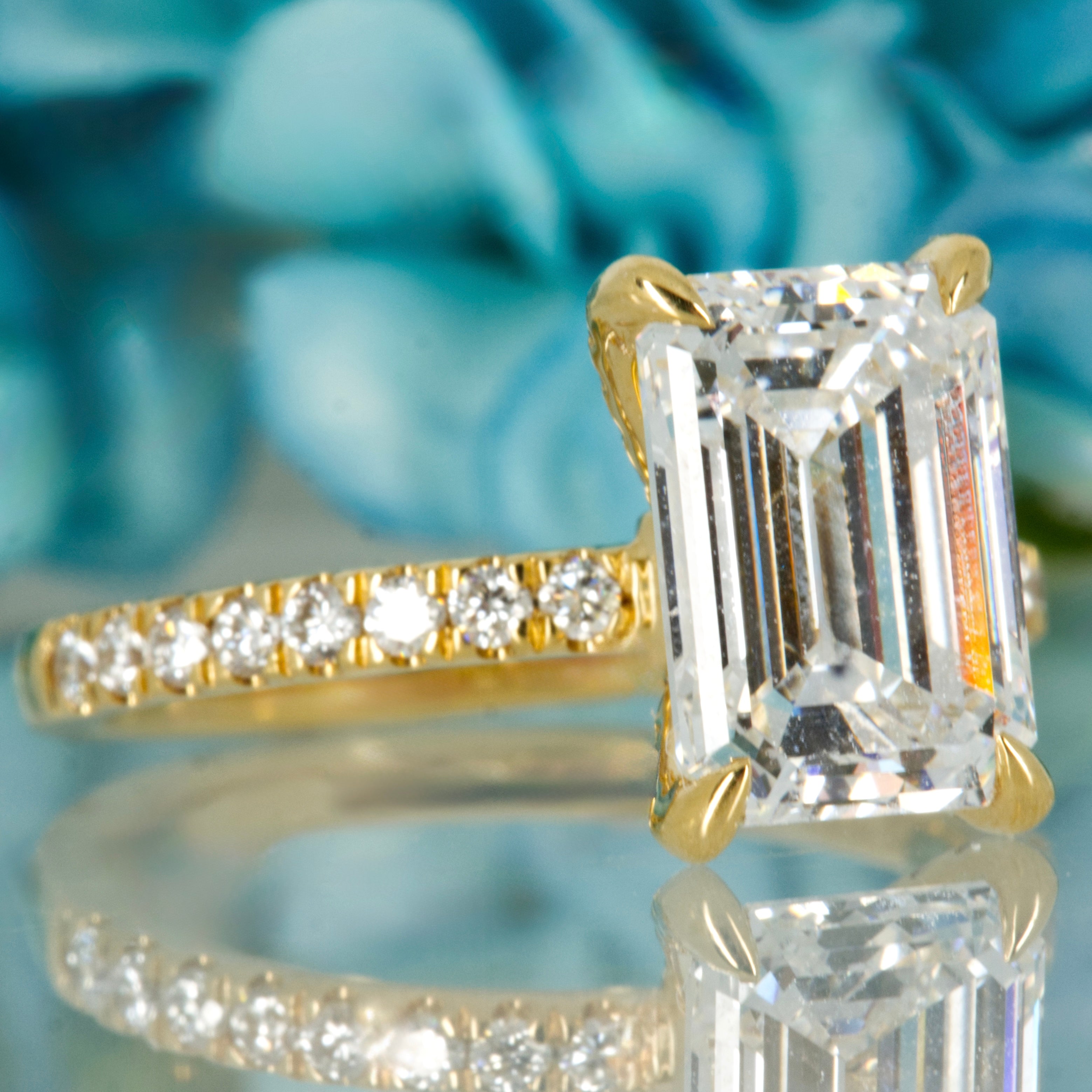 9ct Yellow Gold 3.02ct Emerald Cut Lab Grown Diamond Solitaire Ring