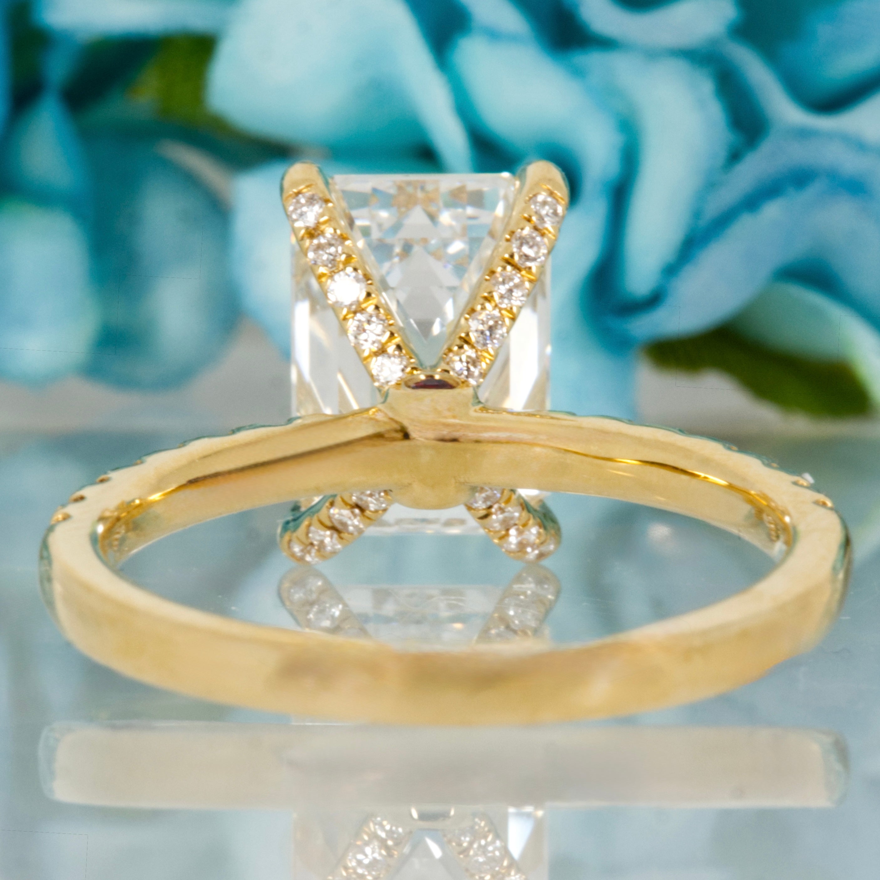 9ct Yellow Gold 3.02ct Emerald Cut Lab Grown Diamond Solitaire Ring
