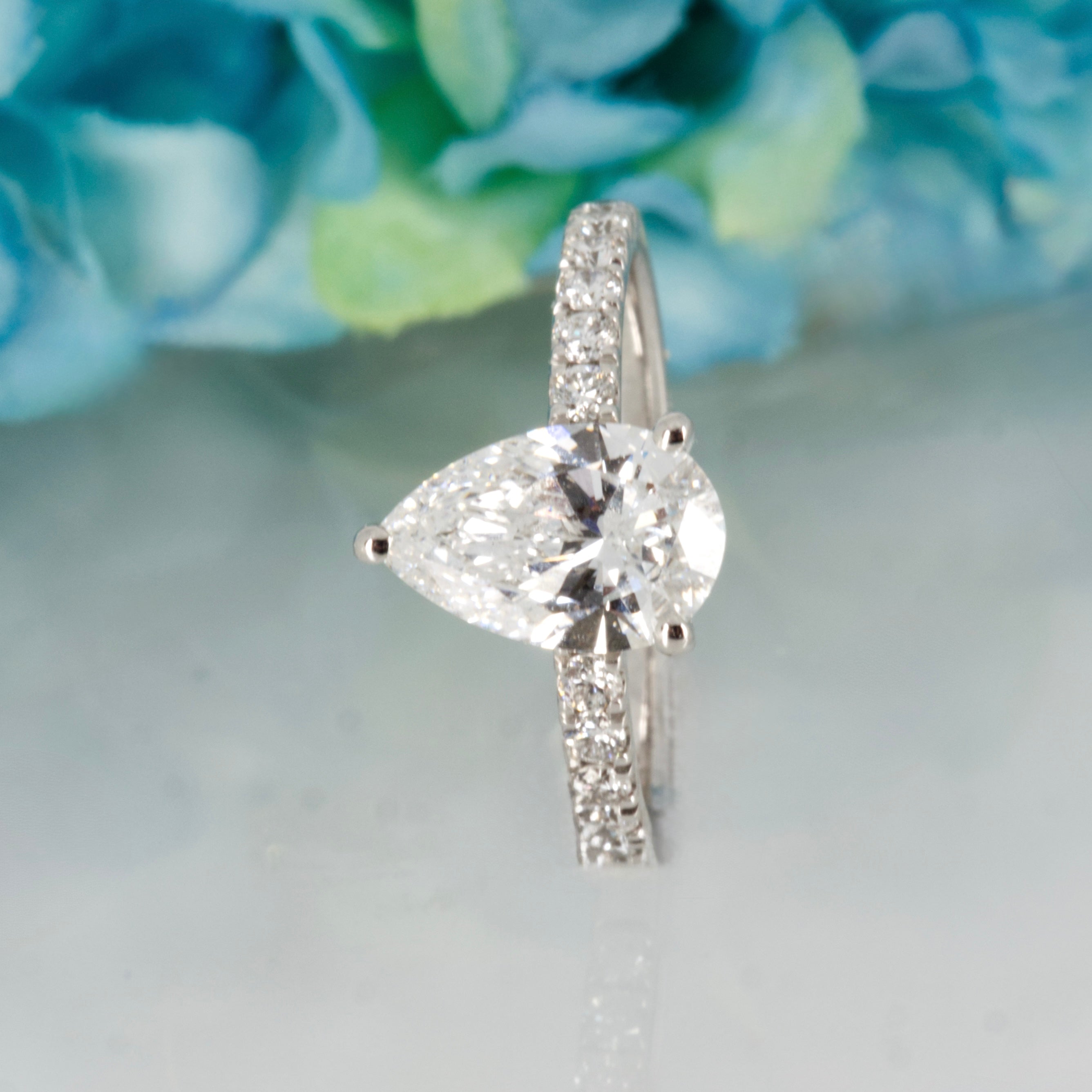 Platinum 1.50ct Pear Cut Lab Grown Diamond Solitaire Ring