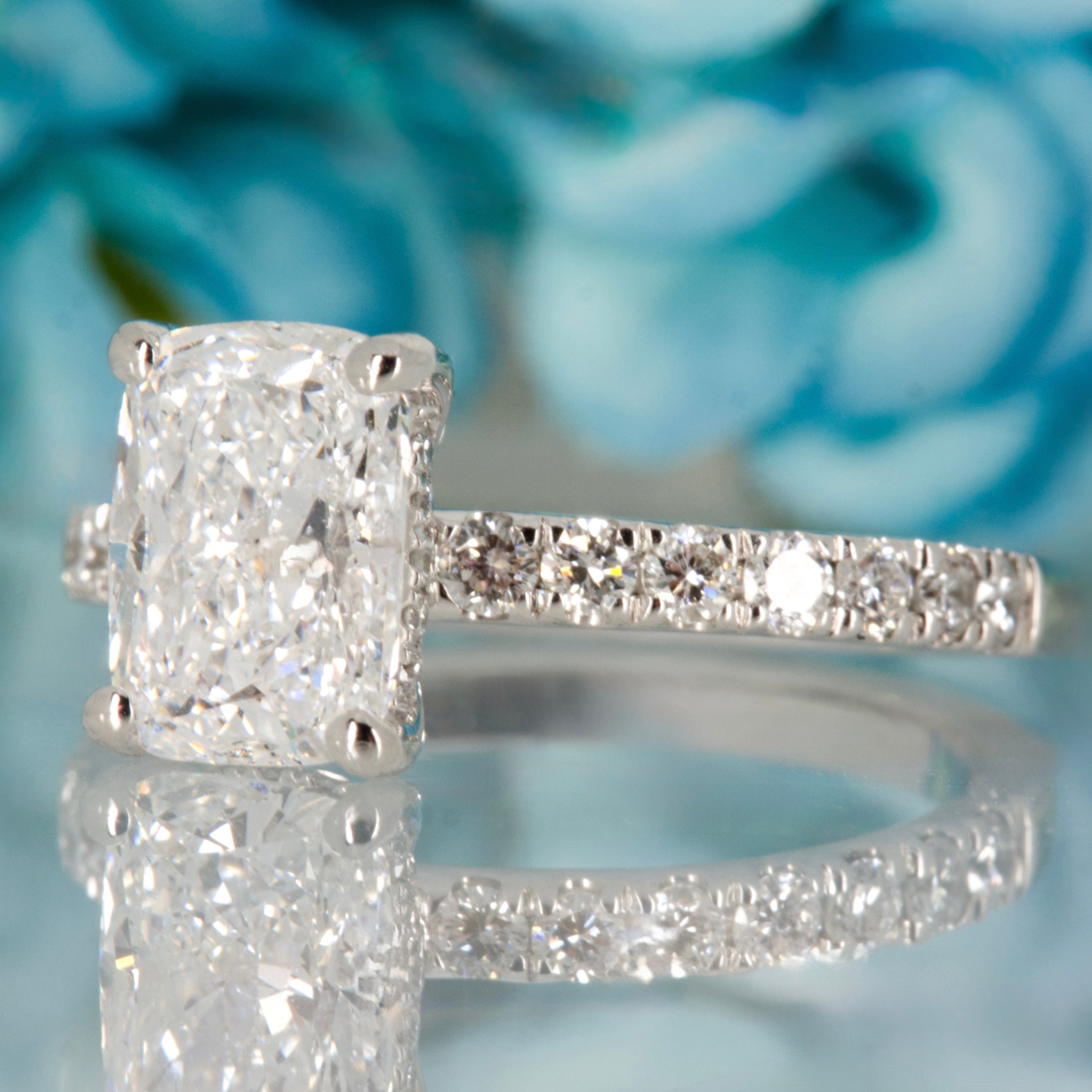 Platinum 1.55ct Cushion Cut Lab Grown Diamond Solitaire Ring