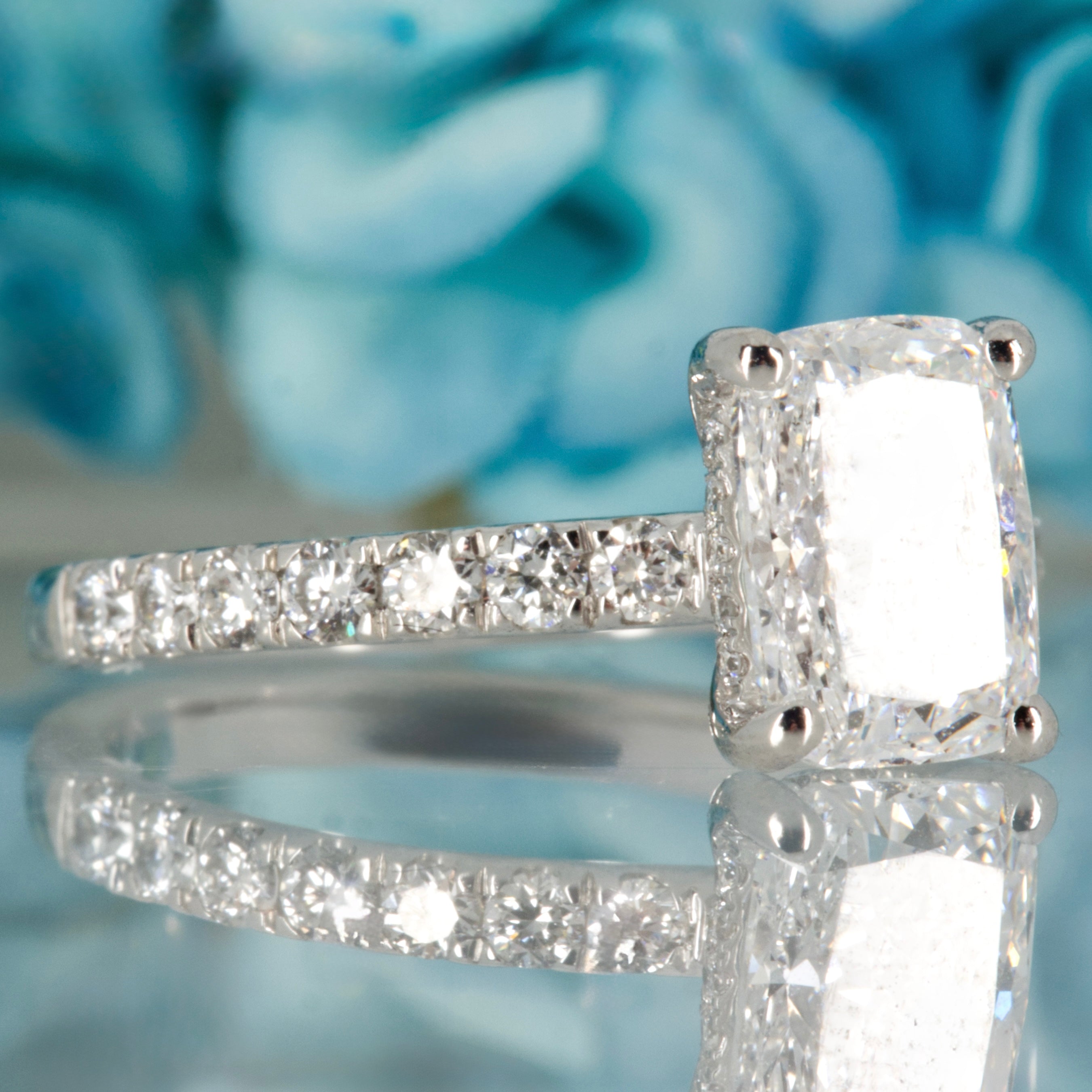 Platinum 1.55ct Cushion Cut Lab Grown Diamond Solitaire Ring