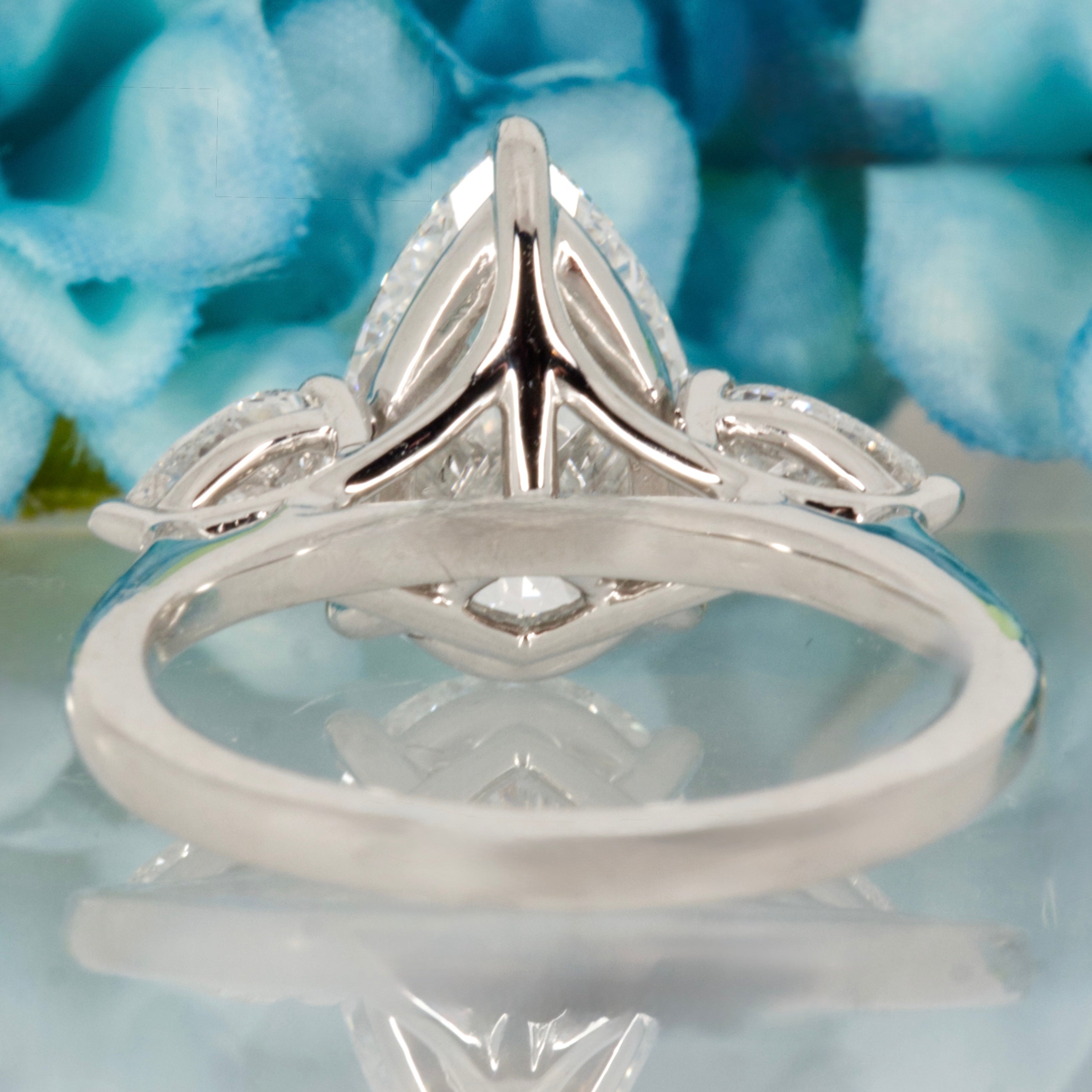 Platinum 3.75ct Pear Cut Lab Grown Diamond Trilogy Ring