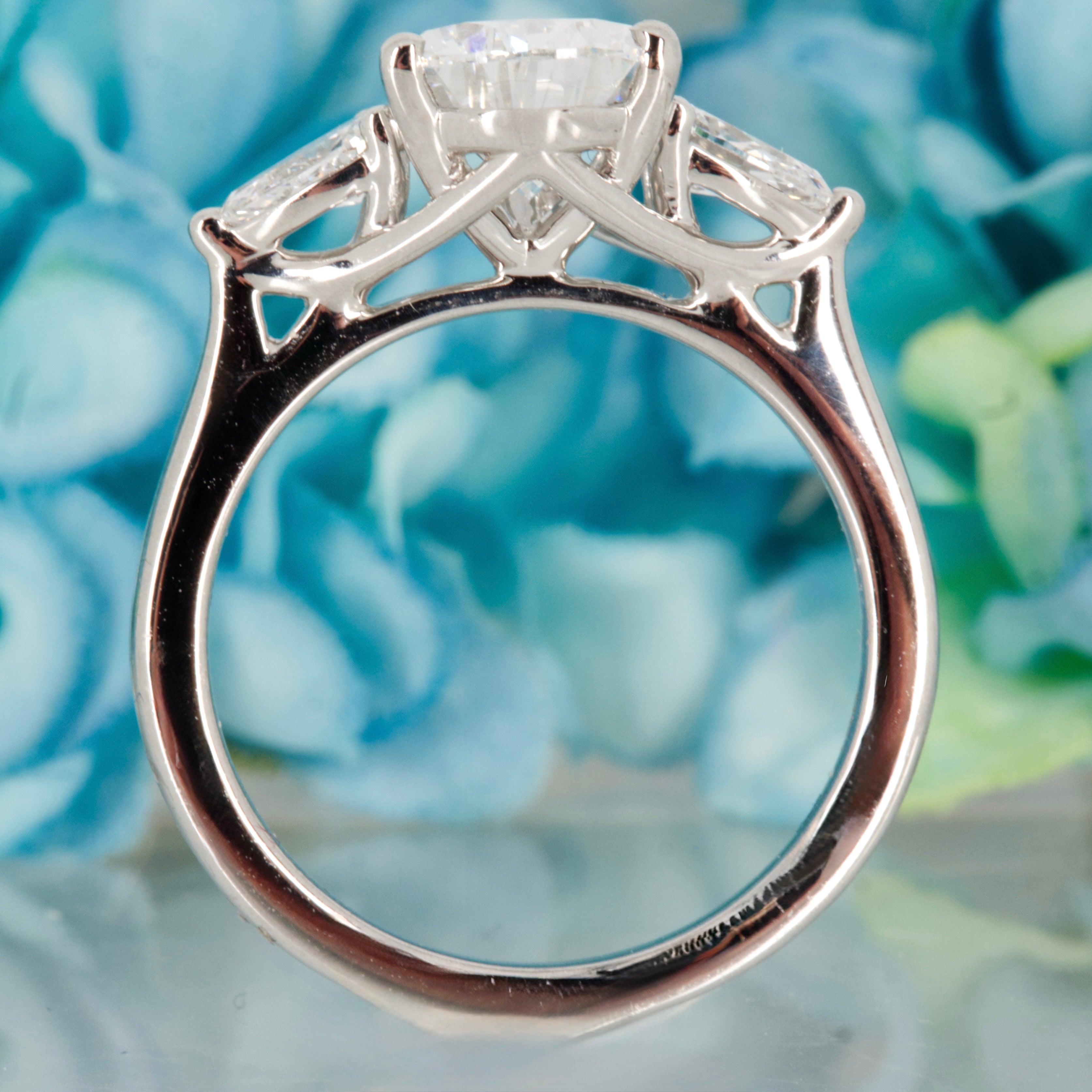 Platinum 2.42ct Pear Cut Lab Grown Diamond Trilogy Ring