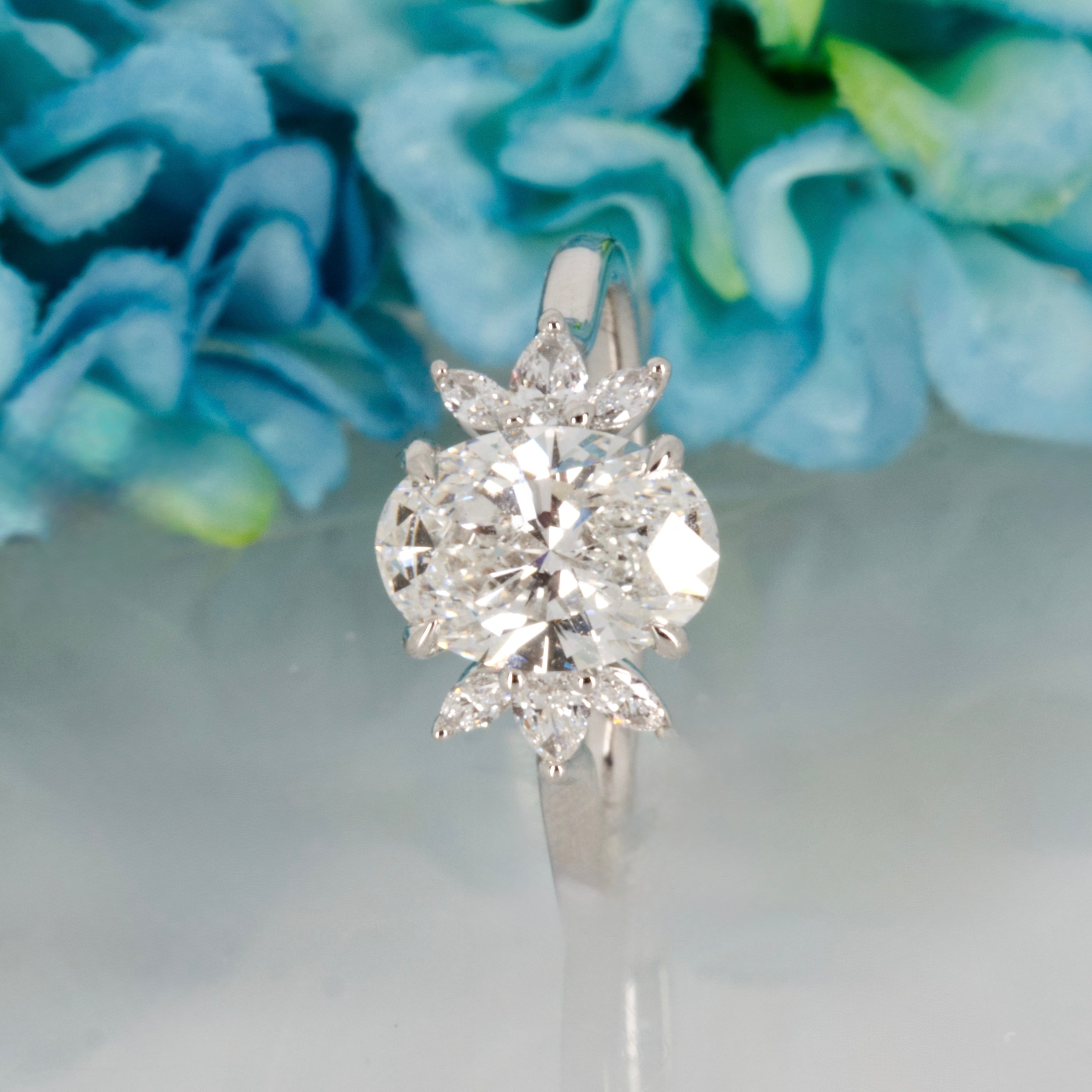 Platinum 2.20ct Oval, Pear & Marquise Cut Lab Grown Diamond Dress Ring