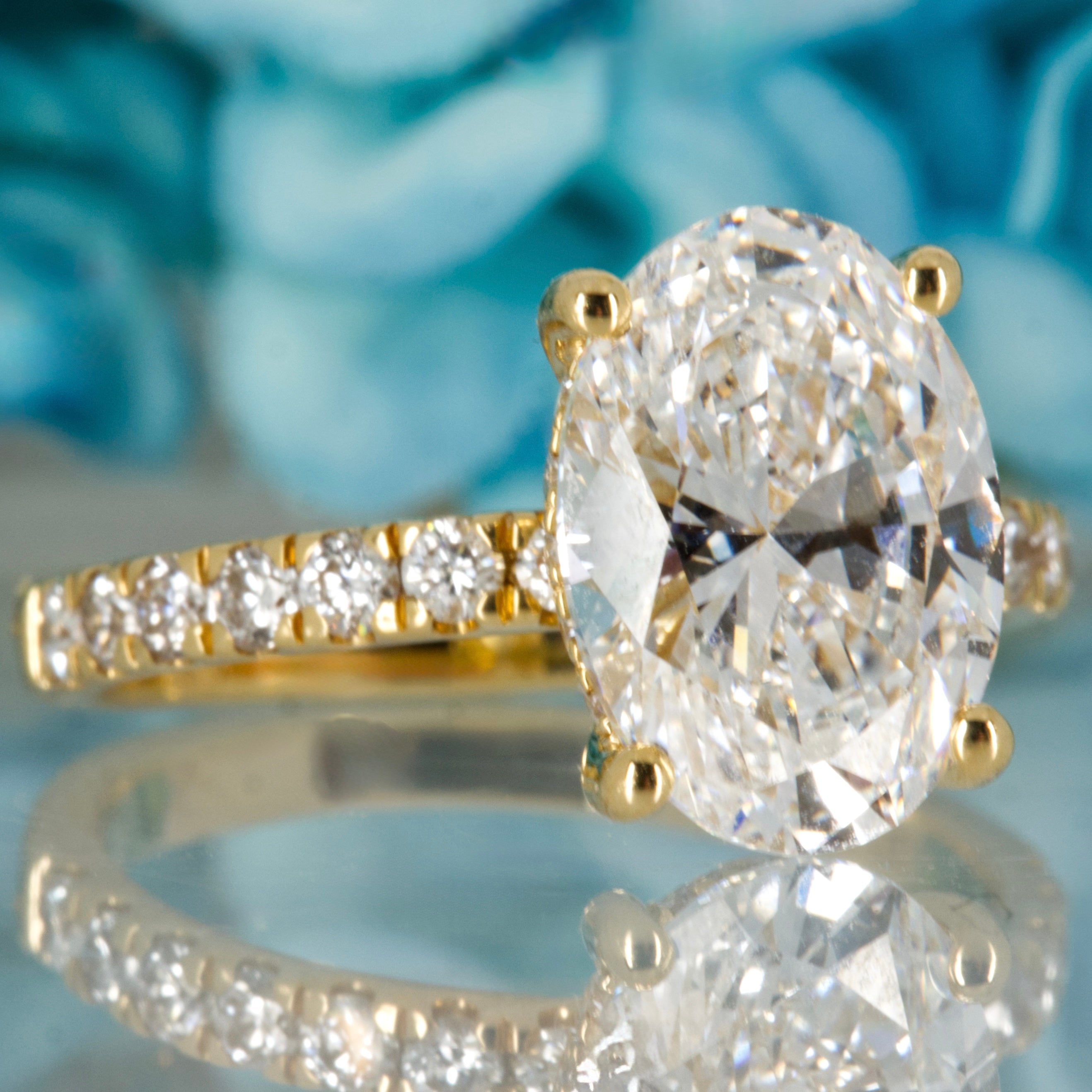 18ct Yellow Gold 3.01ct Oval Cut Lab Grown Diamond Solitaire Ring