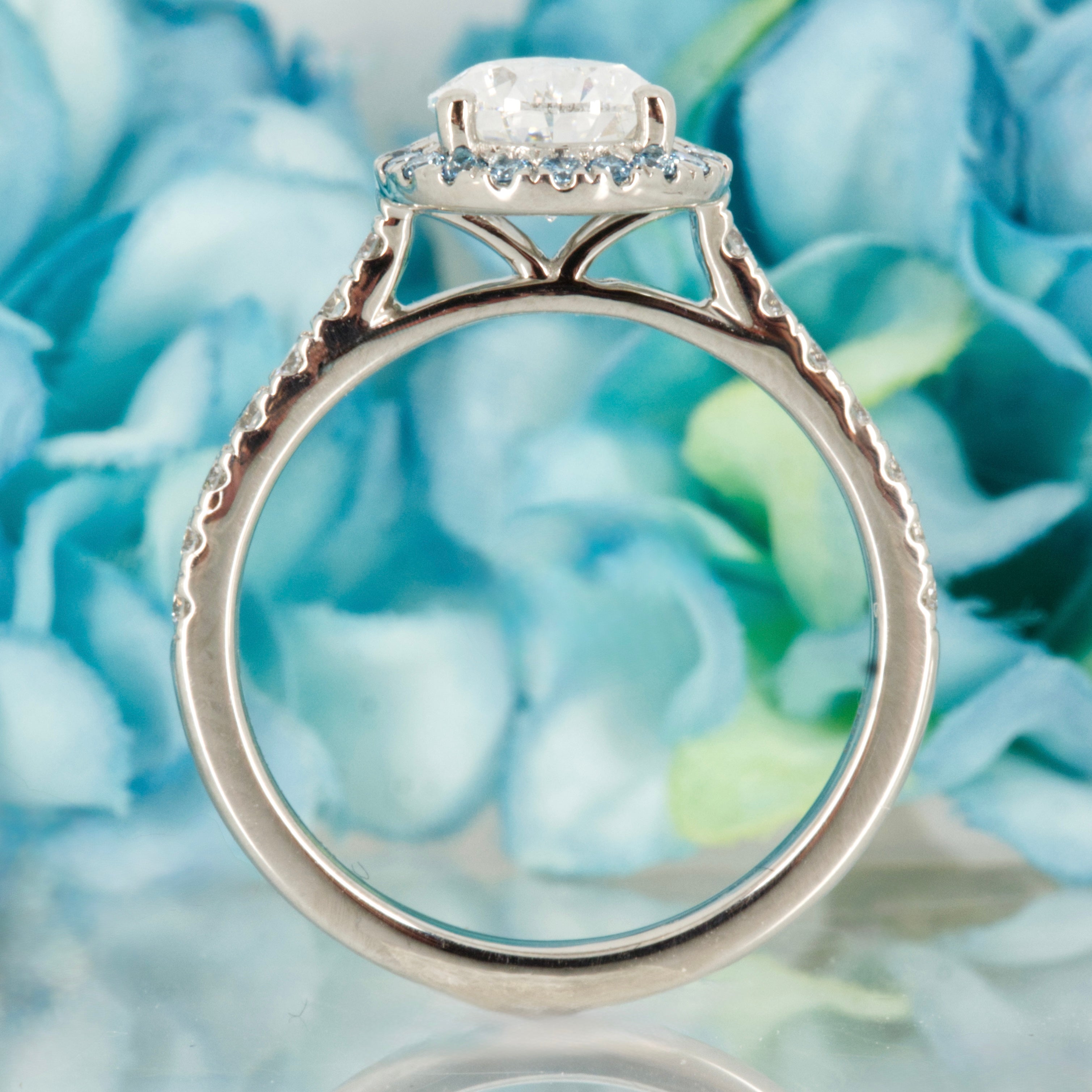 Platinum Pear & Round Brilliant Cut Lab Grown Diamond Halo Cluster Ring