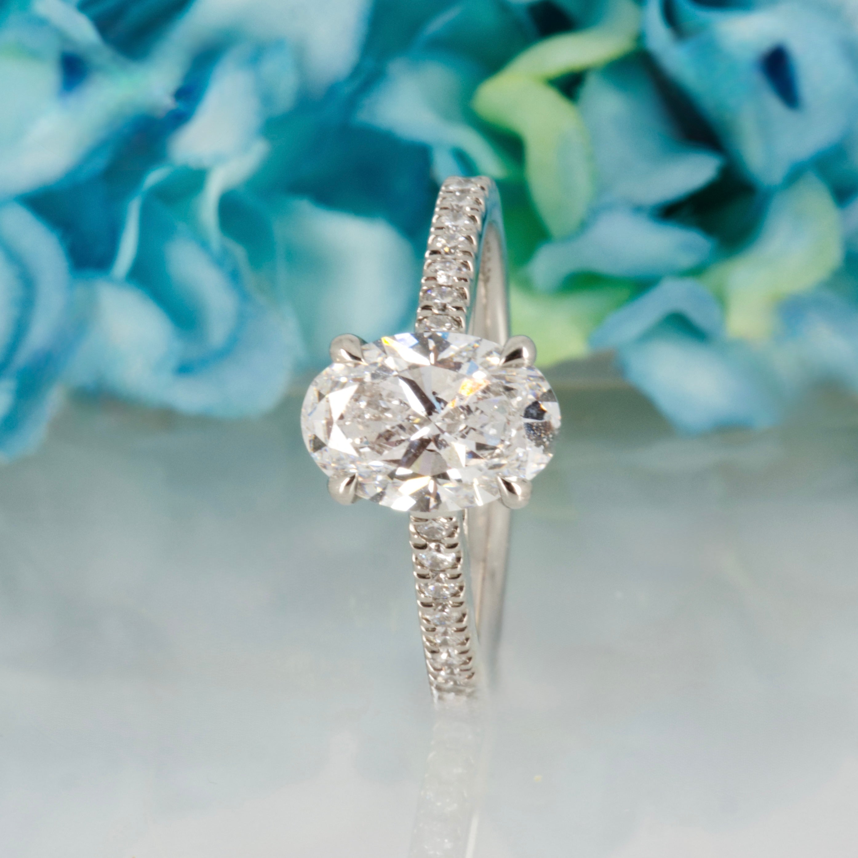 Platinum 2.01ct Oval Cut Lab Grown Diamond Solitaire Ring