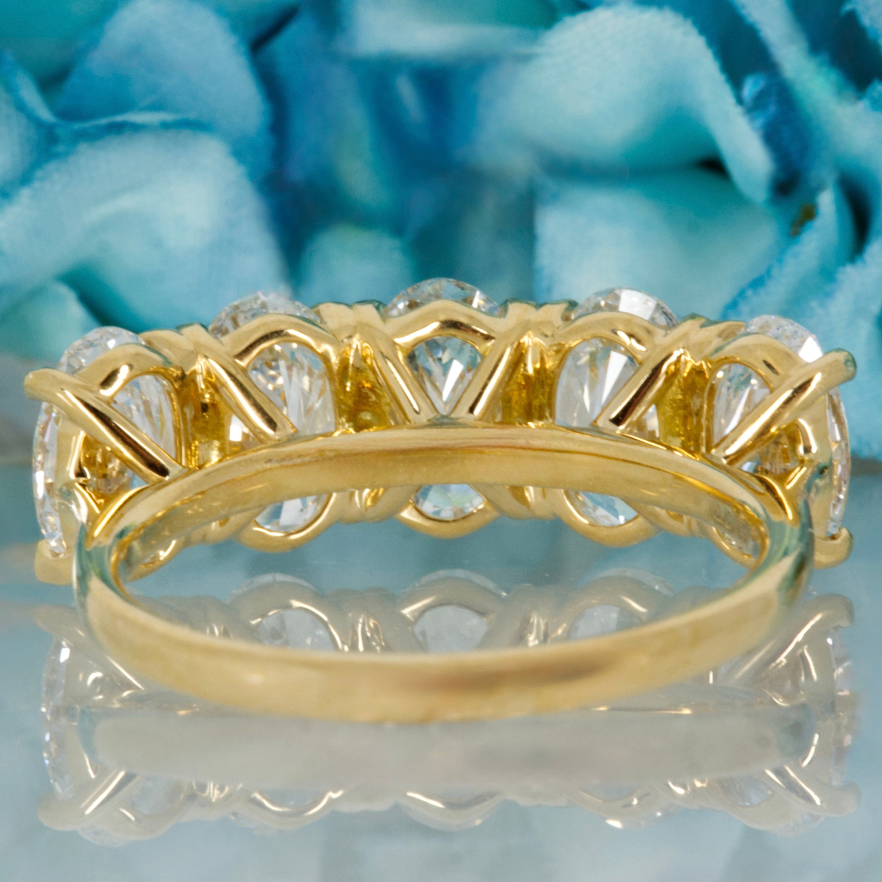 18ct Yellow Gold 3.64ct Oval Cut Lab Grown Diamond Five Stone Ring