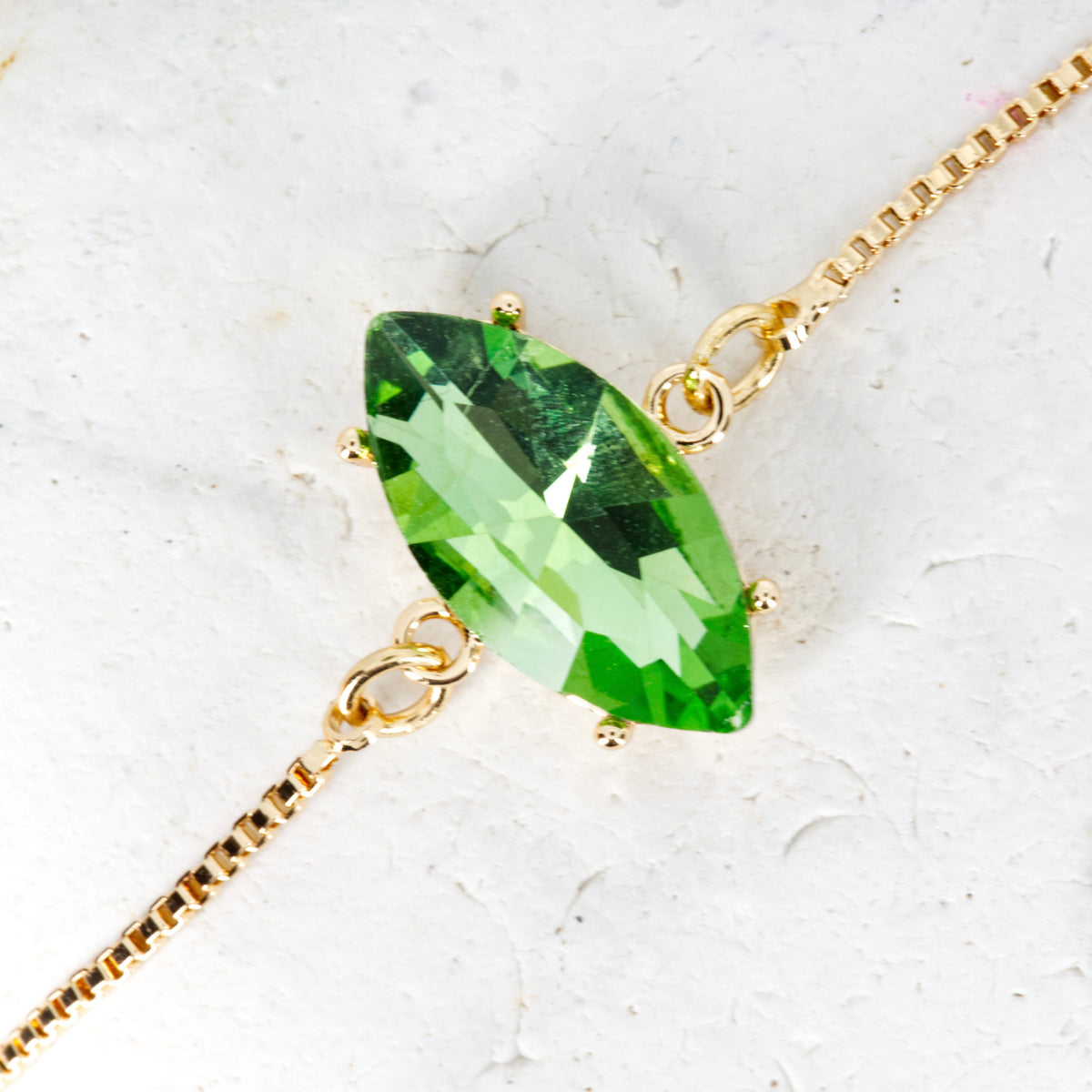 Gold Plated Marquise Cut Green Cubic Zirconia Set Bracelet