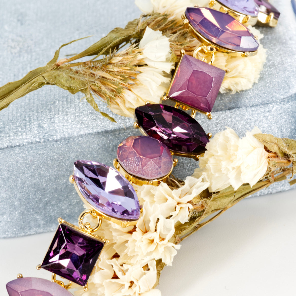 Gold Plated Purple Cubic Zirconia Set Bracelet