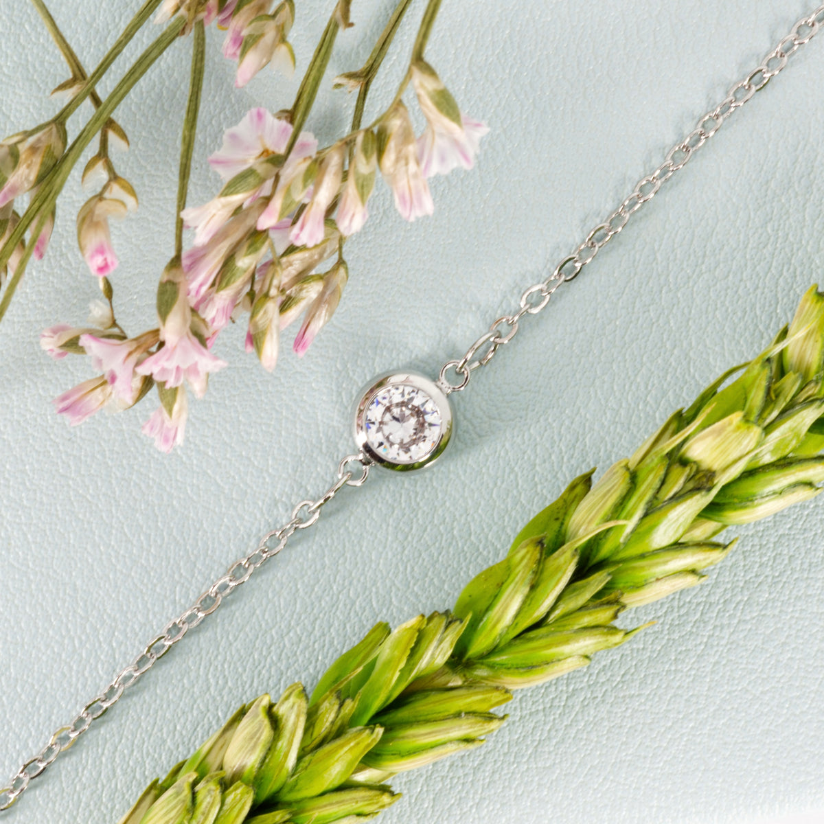 Rhodium Plated Round Cut Cubic Zirconia Set Bracelet