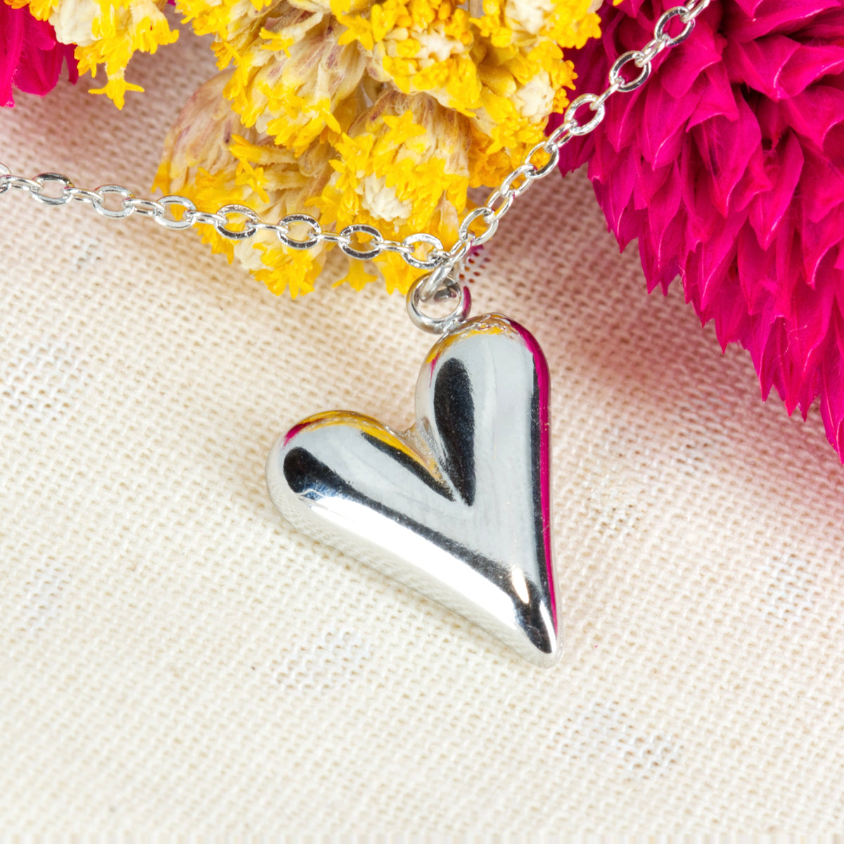 Rhodium Plated Heart Bracelet