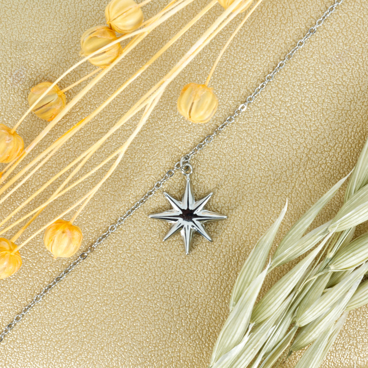 Rhodium Plated Star Charm Bracelet