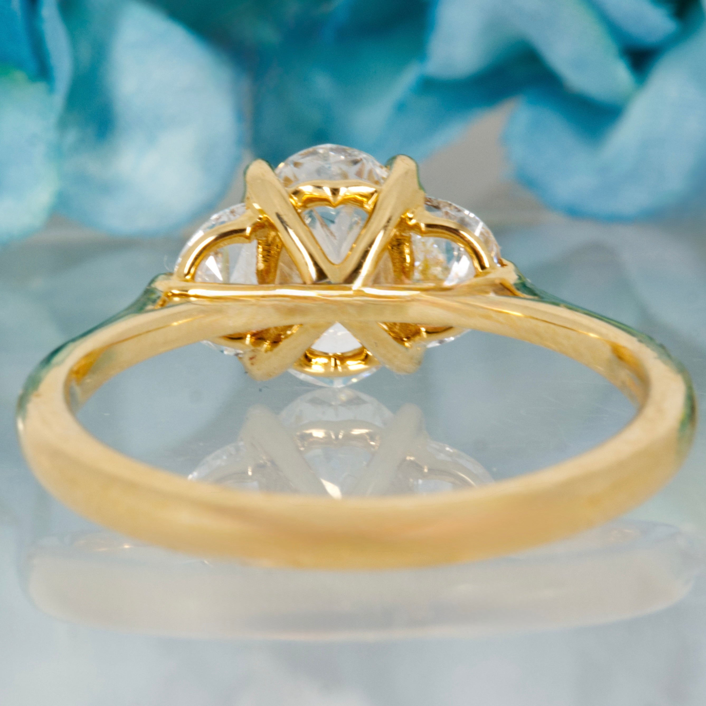 18ct Yellow Gold 1.42ct Oval & Crescent Cut Lab Grown Diamond Trilogy Ring