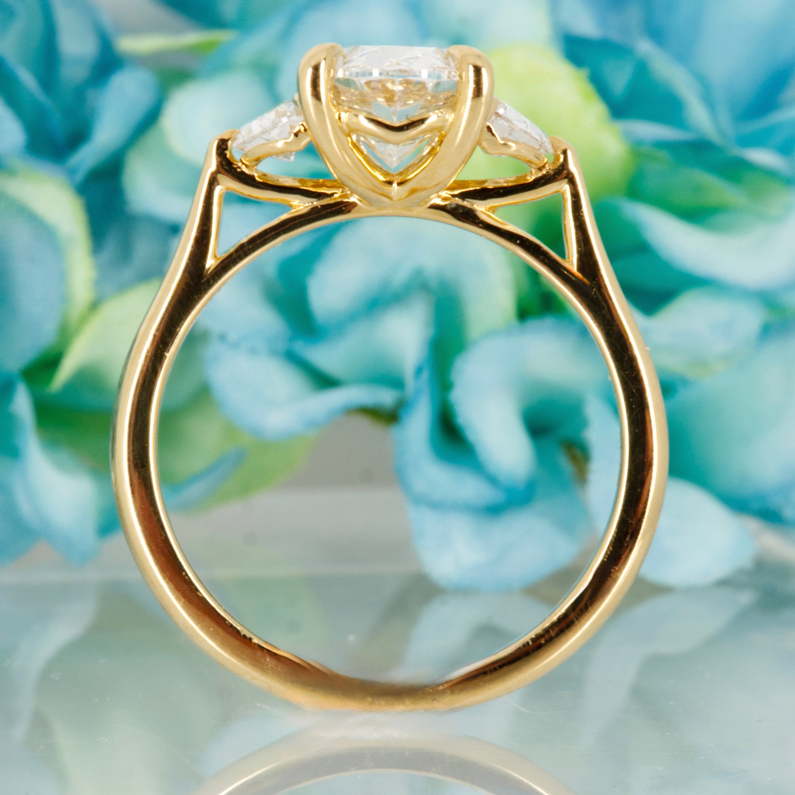 18ct Yellow Gold 2.55ct Oval & Crescent Cut Lab Grown Diamond Trilogy Ring