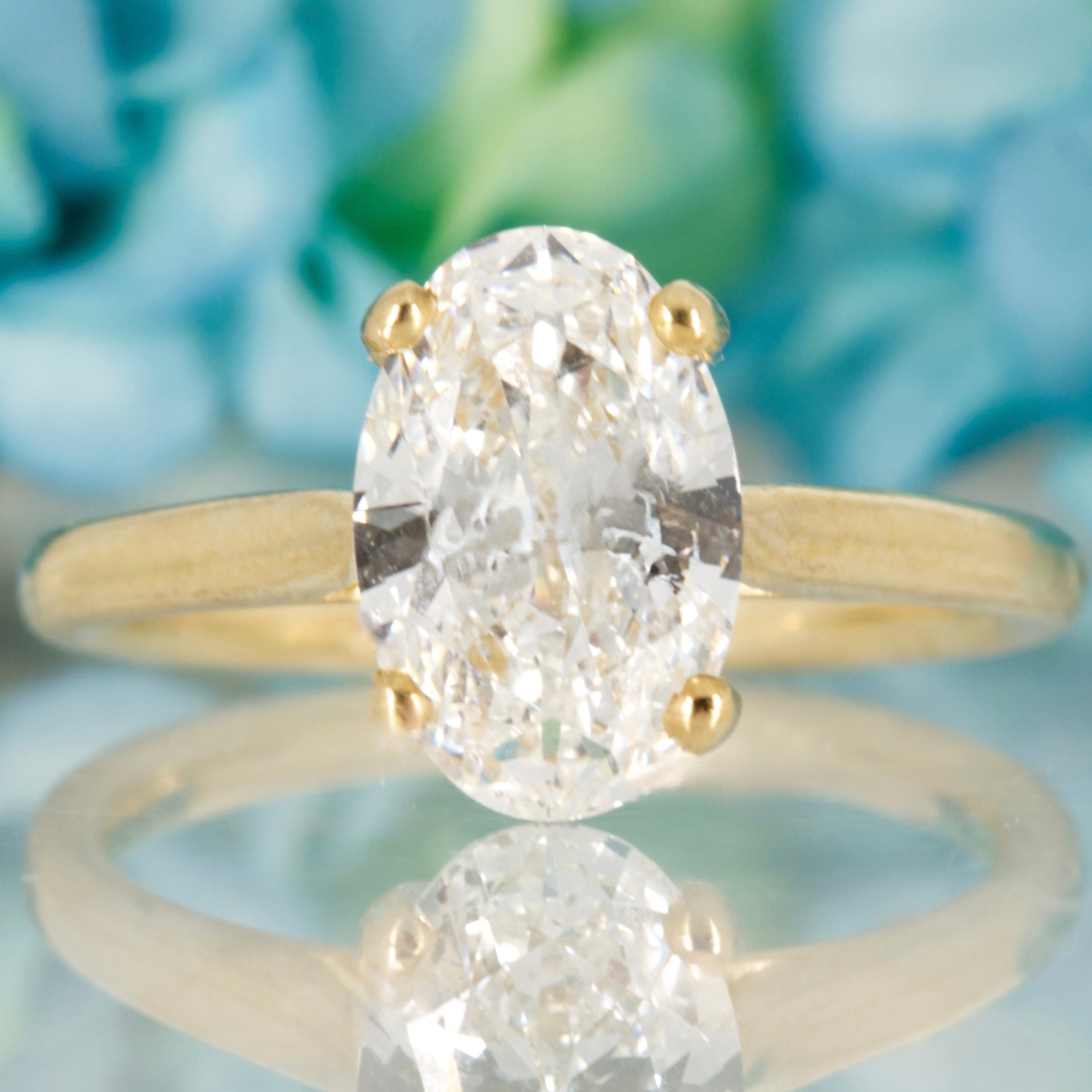 9ct Yellow Gold 2.01ct Oval Cut Lab Grown Diamond Solitaire Ring