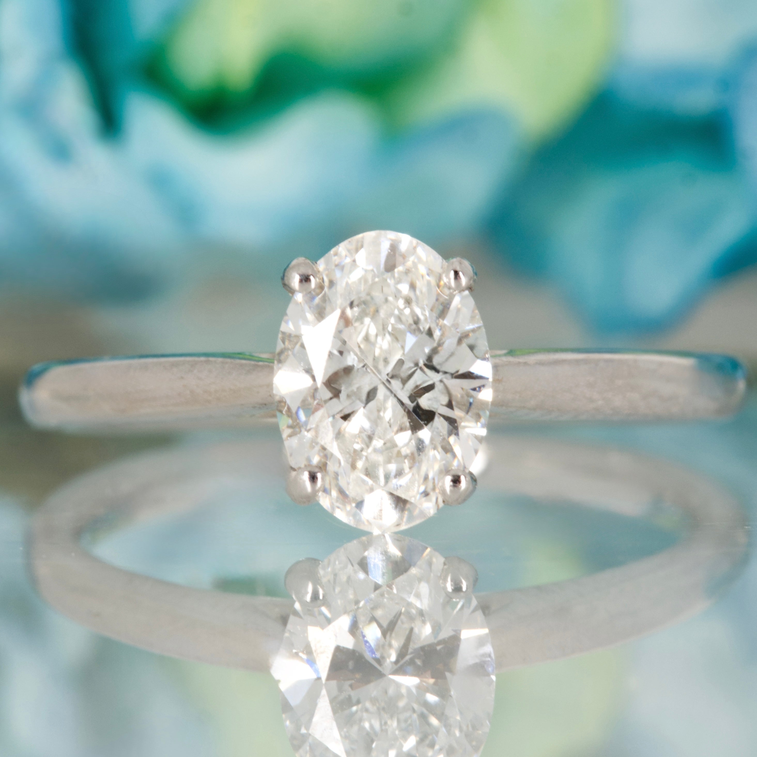 9ct White Gold 1.01ct Oval Cut Lab Grown Diamond Solitaire Ring
