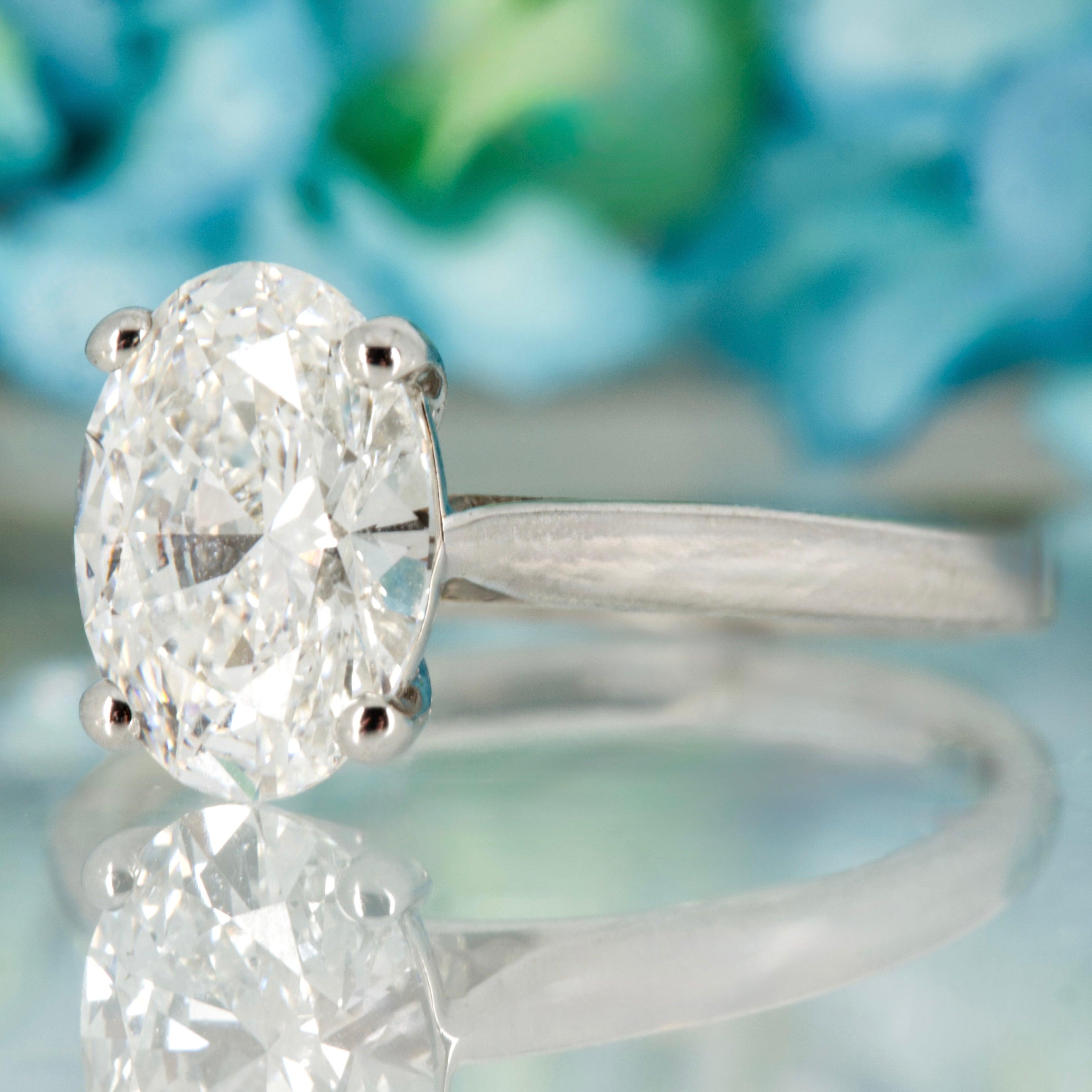 9ct White Gold 2.03ct Oval Cut Lab Grown Diamond Solitaire Ring