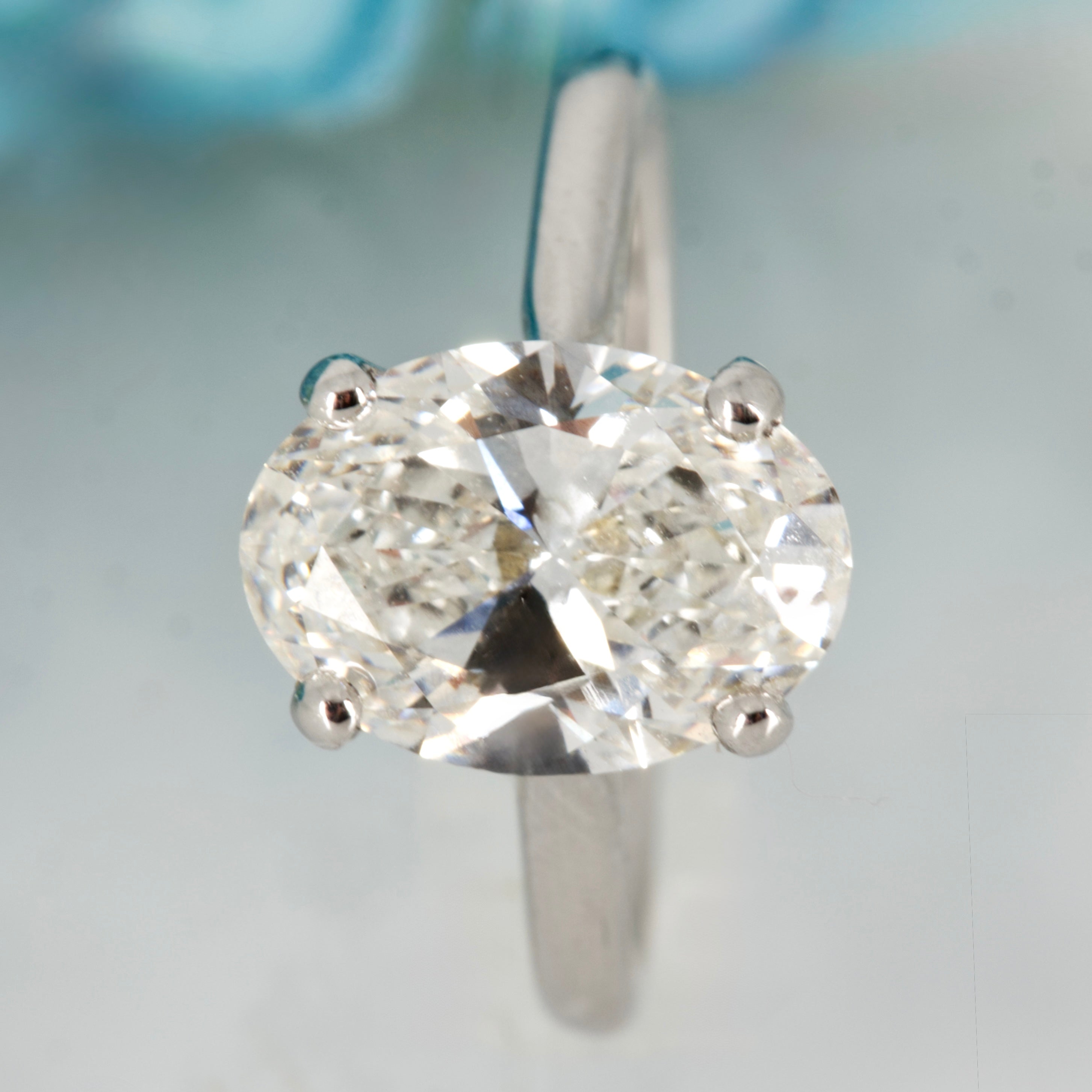 9ct White Gold 3.09ct Oval Cut Lab Grown Diamond Solitaire Ring