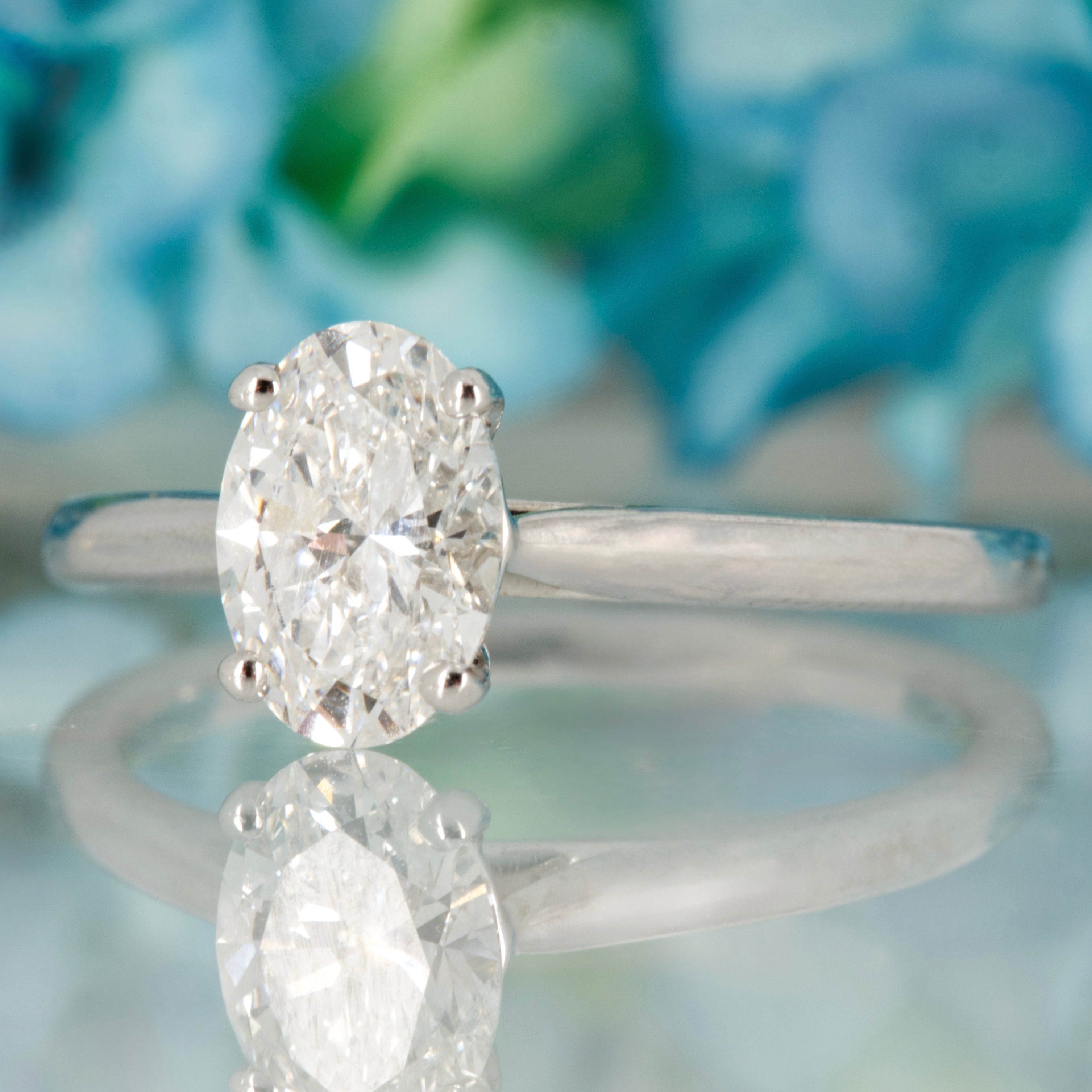18ct White Gold 1.02ct Oval Cut Lab Grown Diamond Solitaire Ring