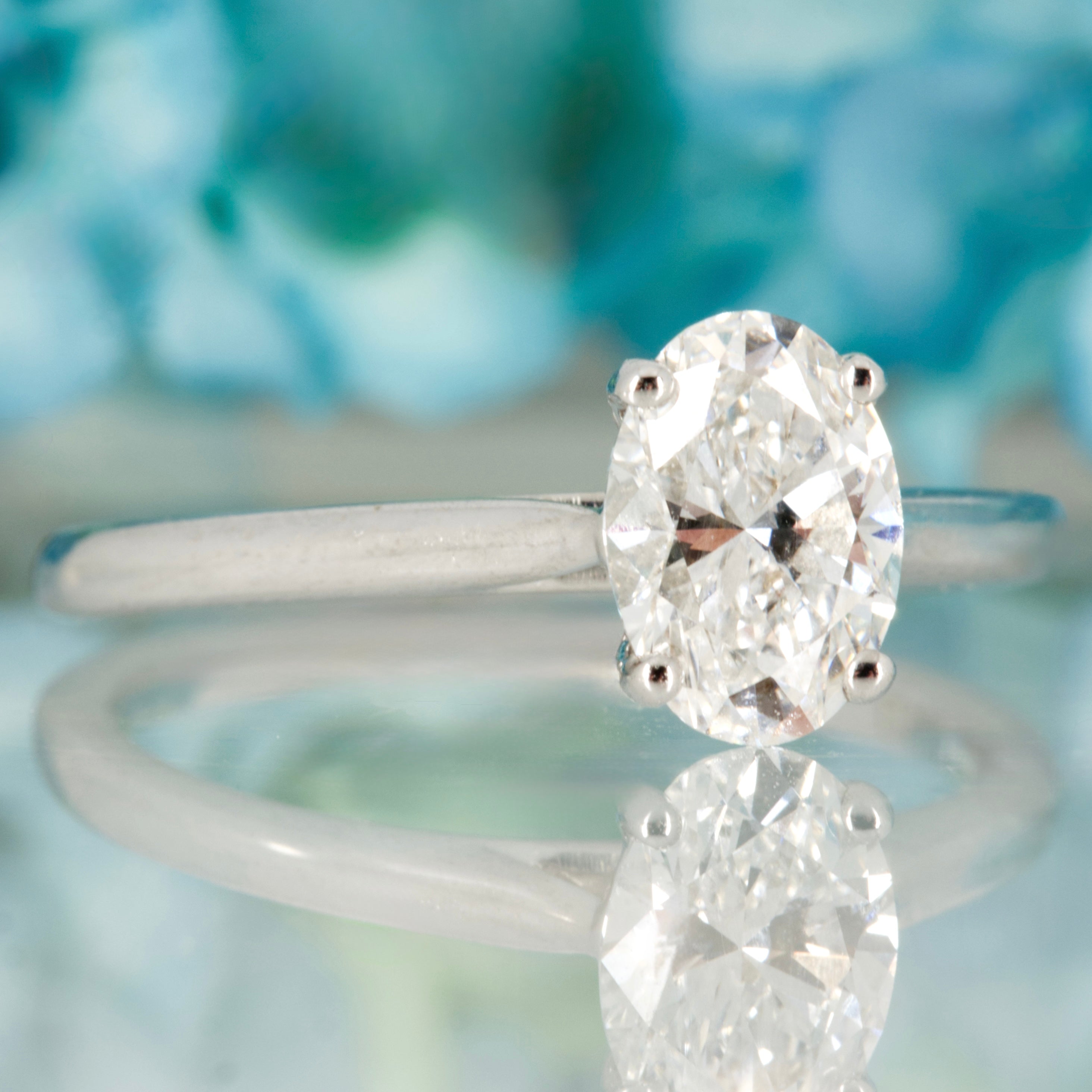 18ct White Gold 1.02ct Oval Cut Lab Grown Diamond Solitaire Ring