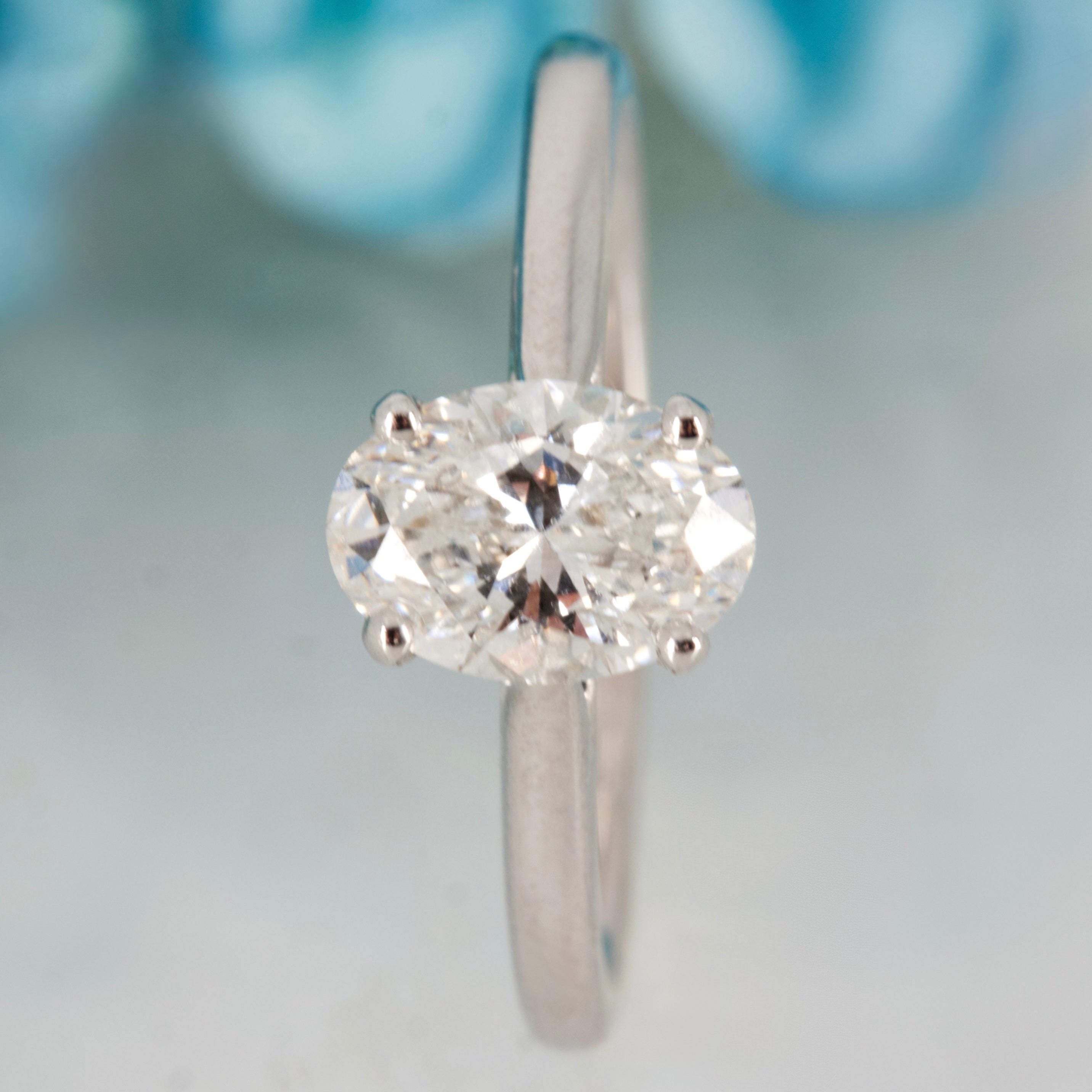 18ct White Gold 1.02ct Oval Cut Lab Grown Diamond Solitaire Ring
