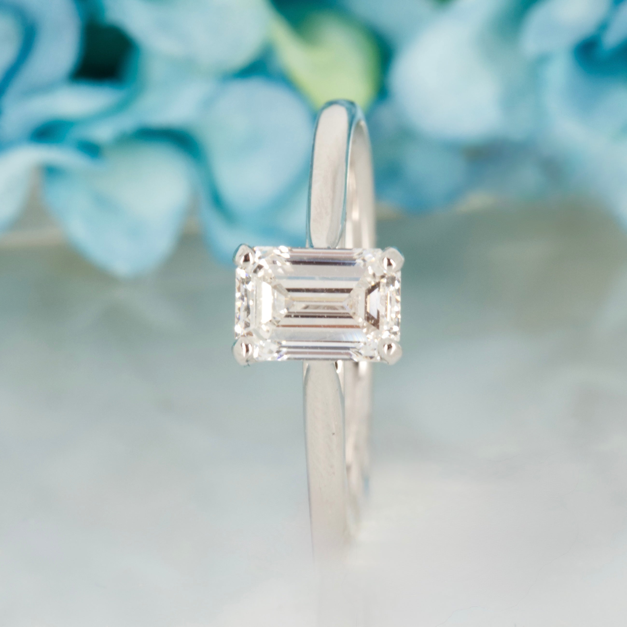 18ct White Gold 1.01ct Emerald Cut Lab Grown Diamond Solitaire Ring