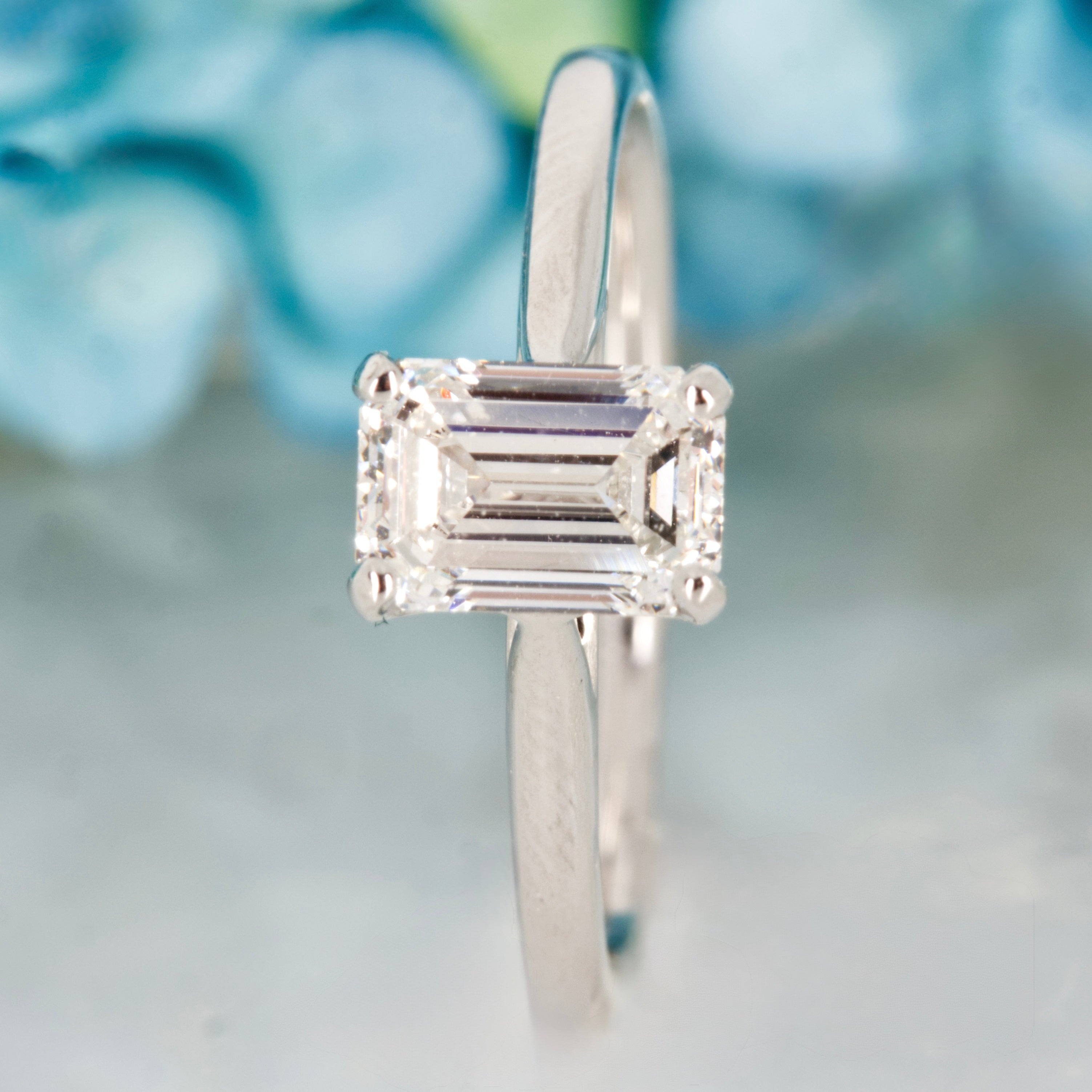 18ct White Gold 1.01ct Emerald Cut Lab Grown Diamond Solitaire Ring