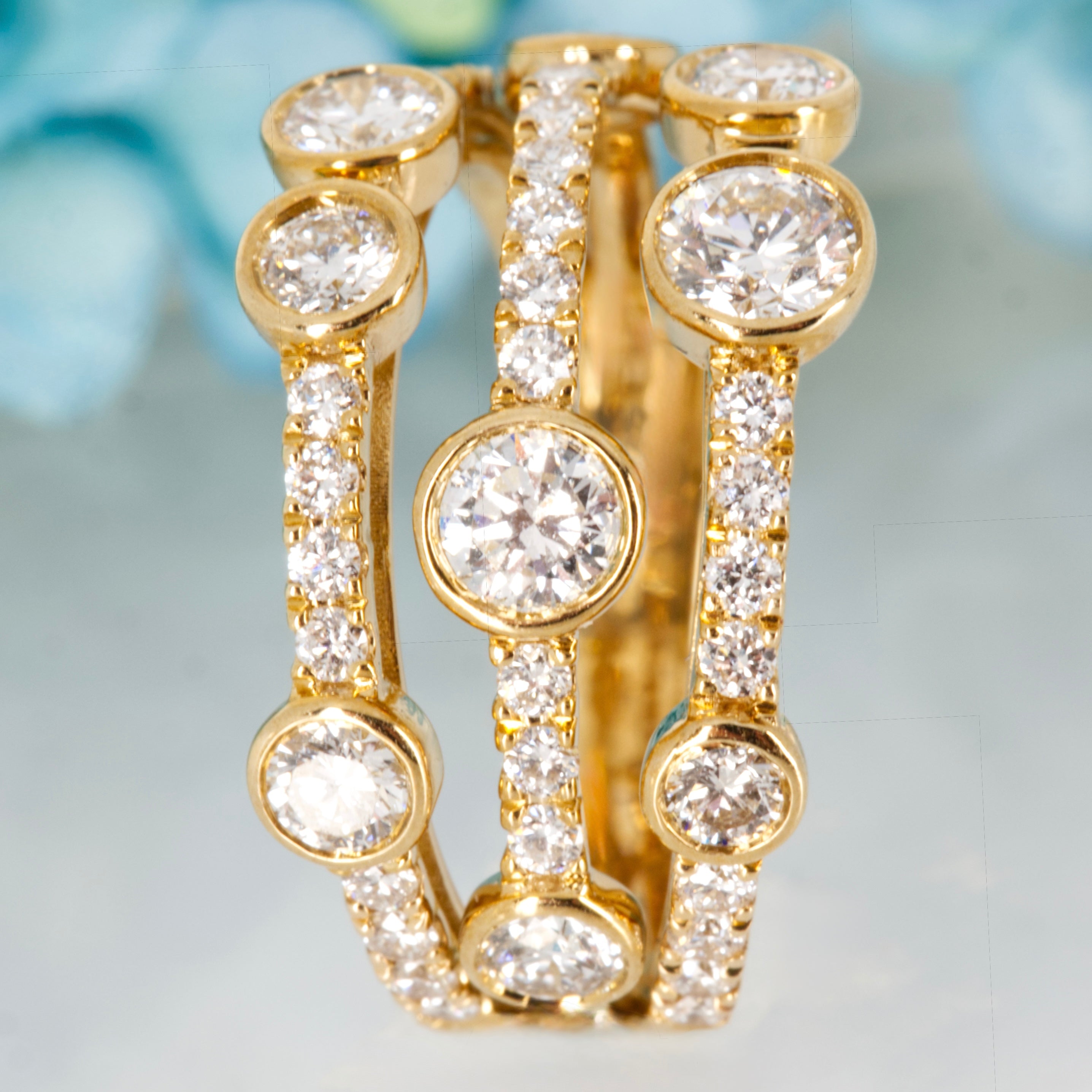 9ct Yellow Gold 1.71ct Round Brilliant Cut Lab Grown Diamond Bubble Ring