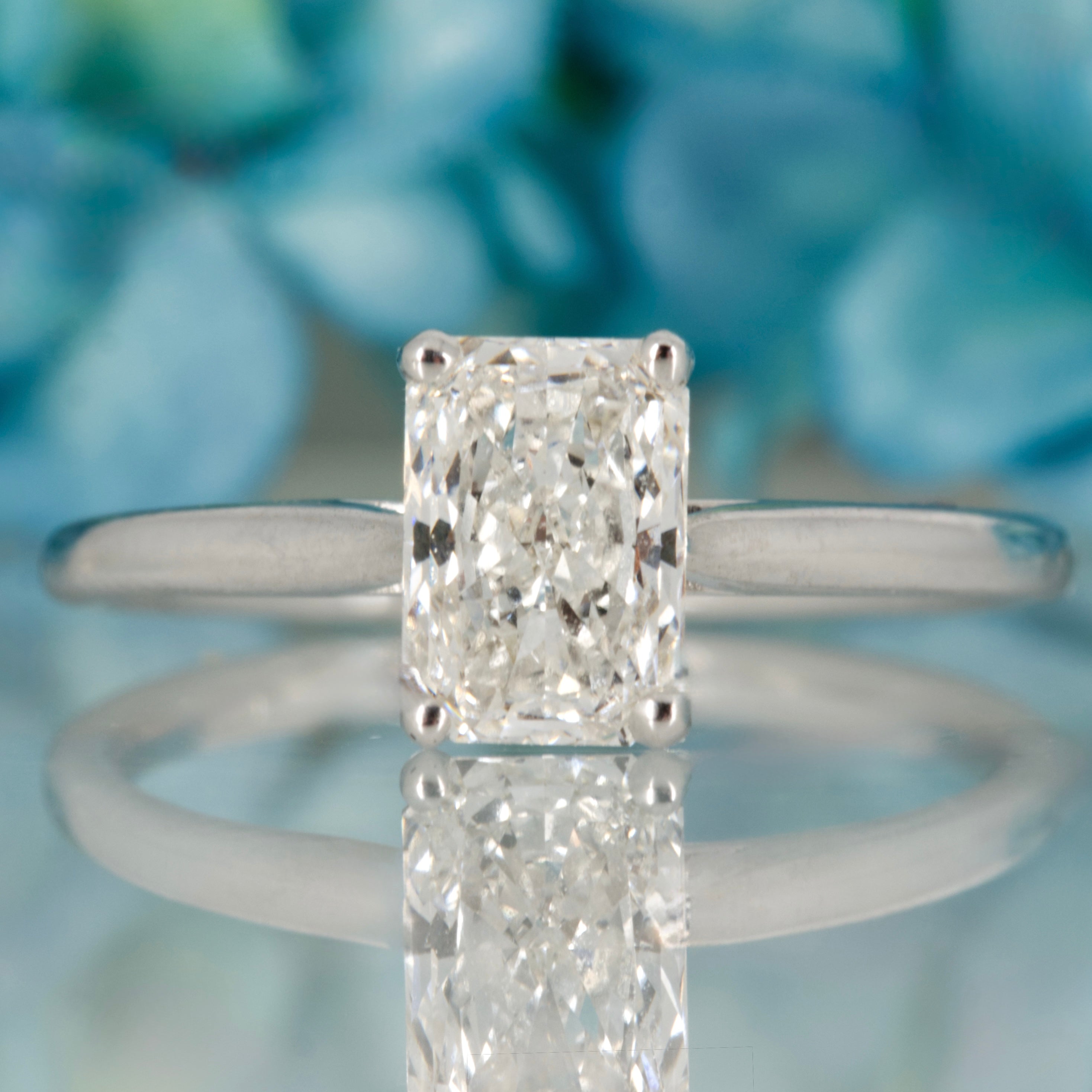 18ct White Gold 1.04ct Radiant Cut Lab Grown Diamond Solitaire Ring