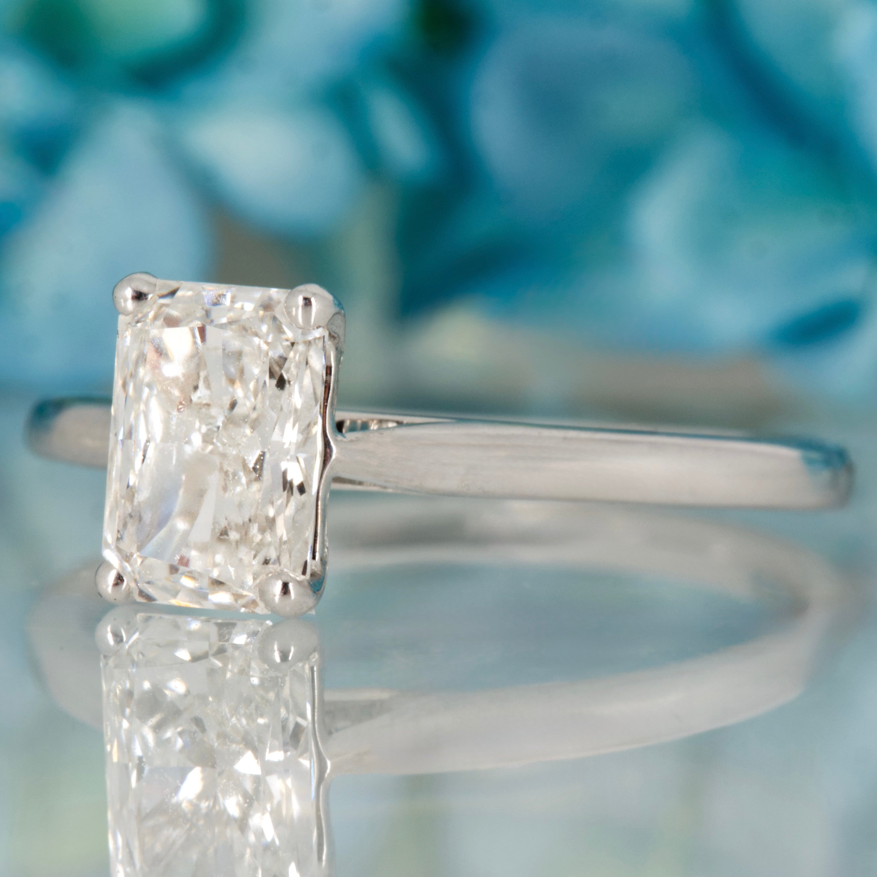18ct White Gold 1.04ct Radiant Cut Lab Grown Diamond Solitaire Ring
